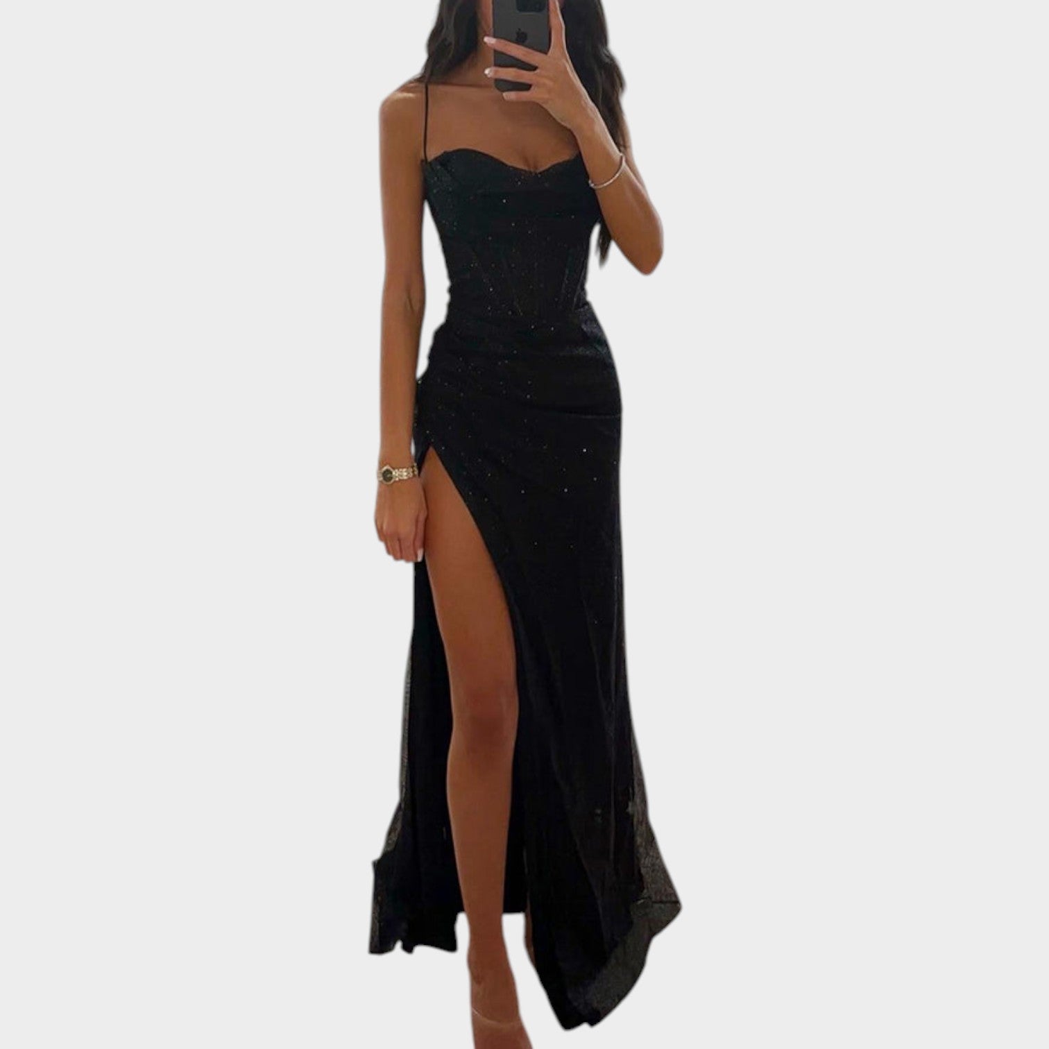Satin Split Formal Evening Maxi Dress