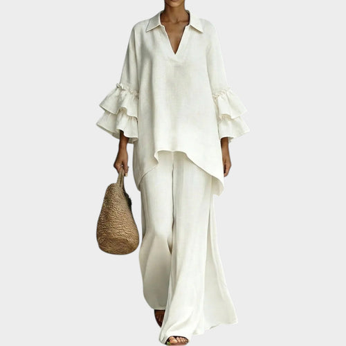Women's Ruffle Sleeve Two Piece Matching Set