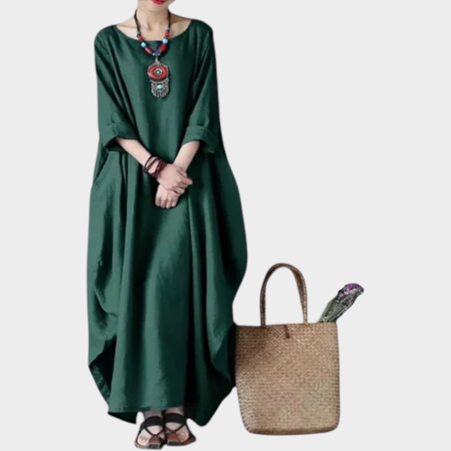 Linen Oversized Casual  Maxi Dress