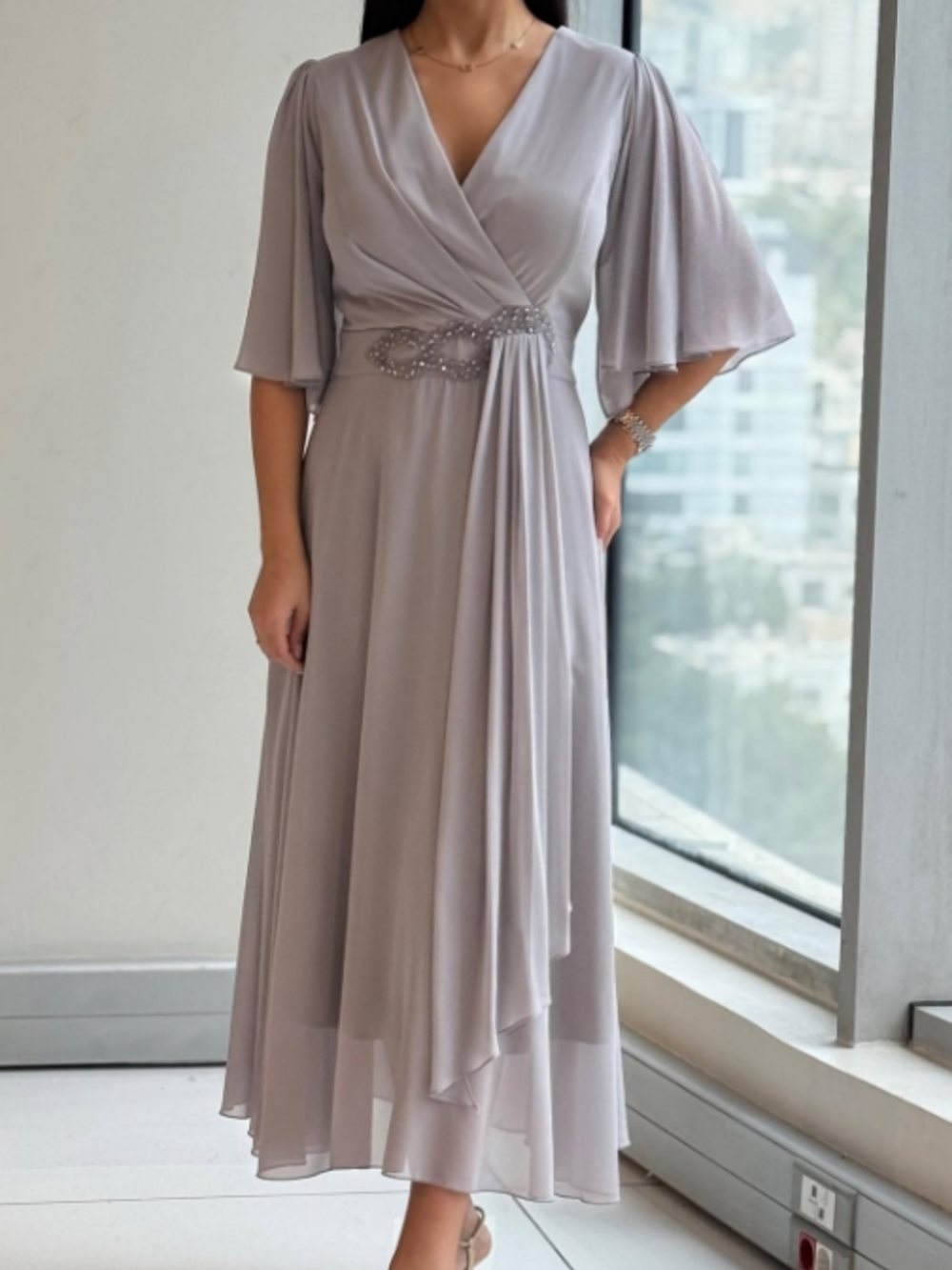 Louise™ | Chic V-Neck Maxi Dress