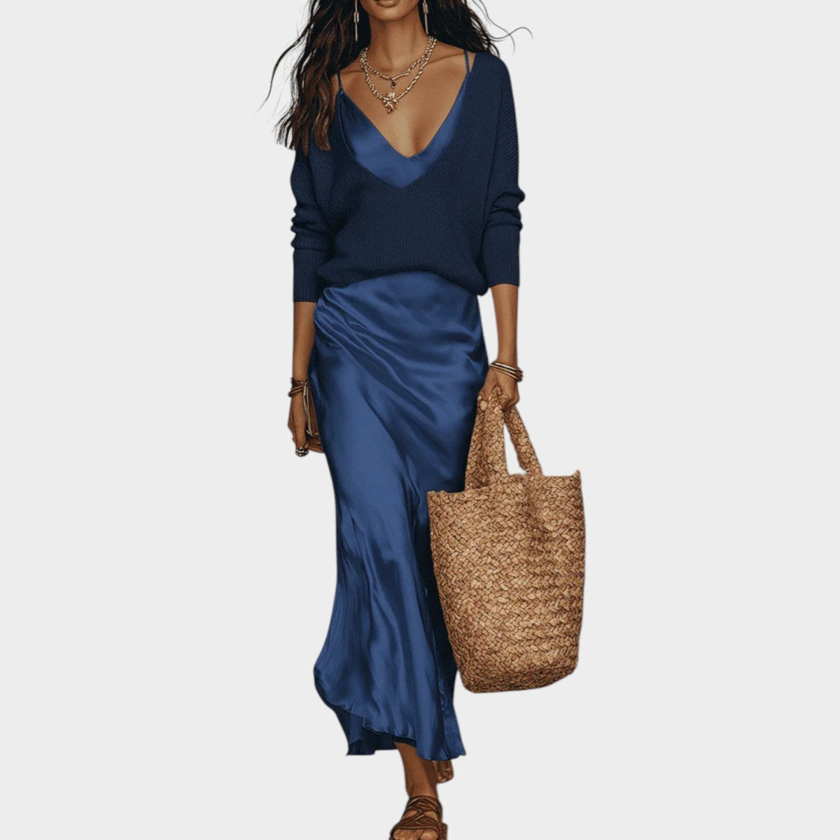 Women's Knit Satin Two Piece Matching Set