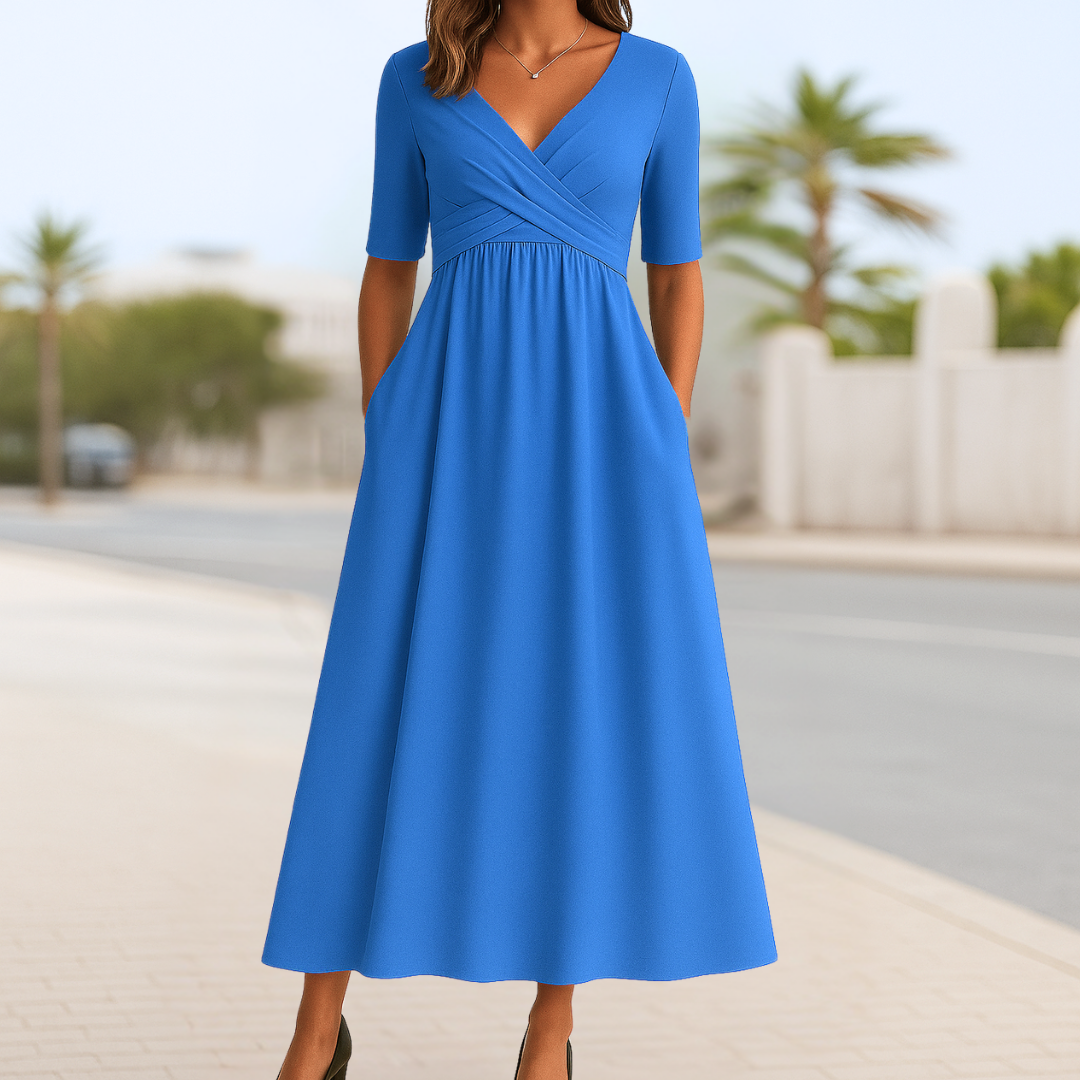 Madeline™ | Short Sleeve Crossed Dress