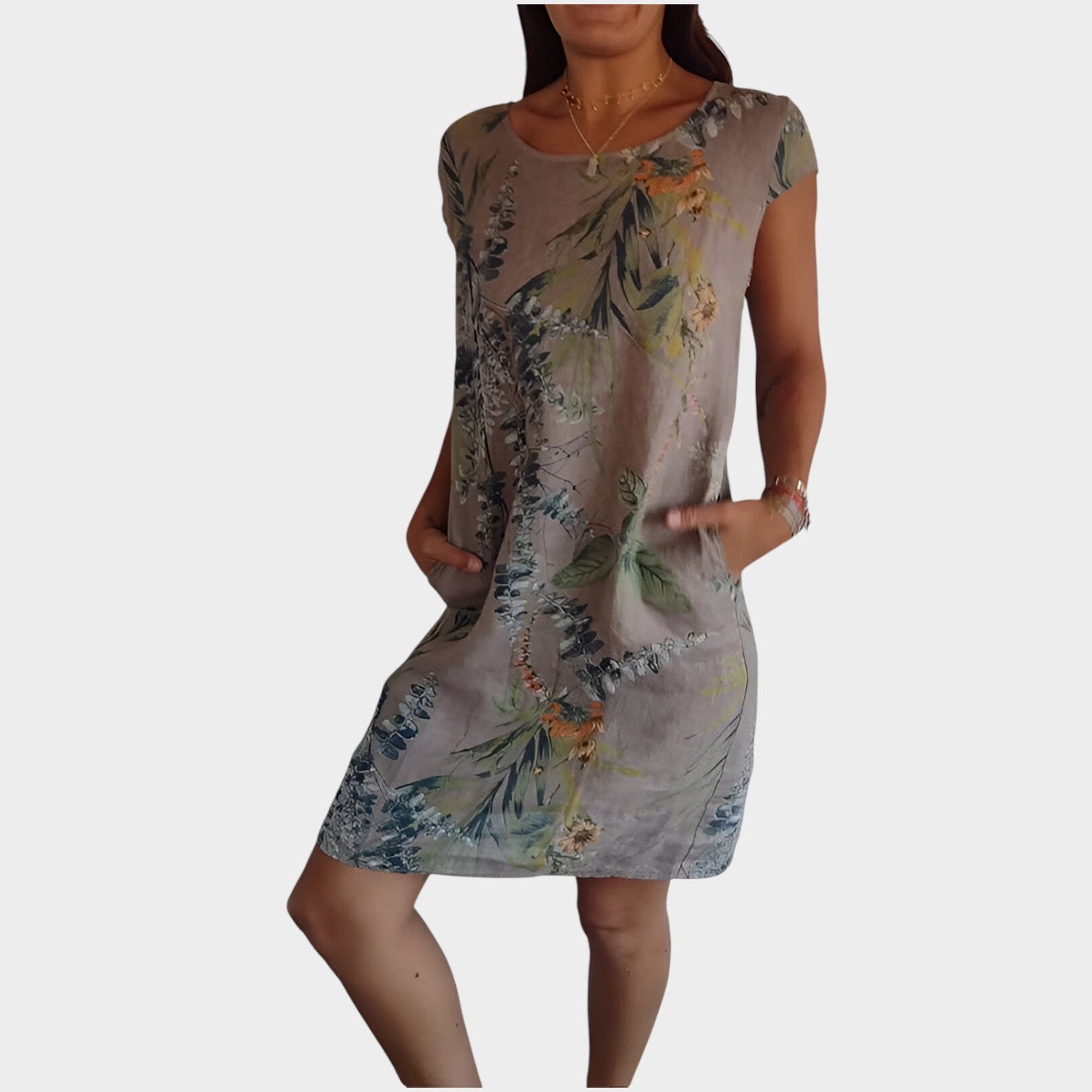 Floral Summer Knee Length Dress with Pockets