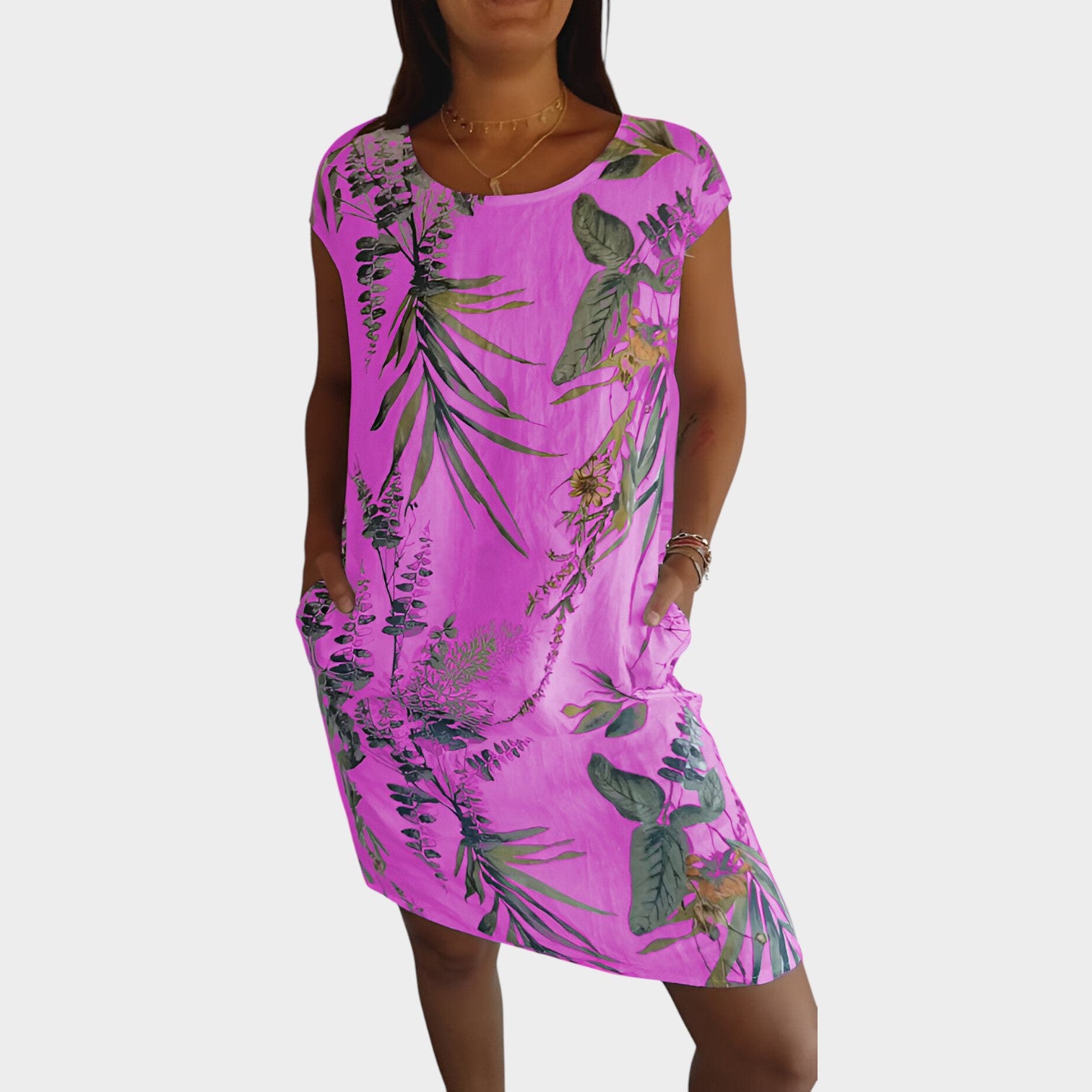 Floral Summer Knee Length Dress with Pockets