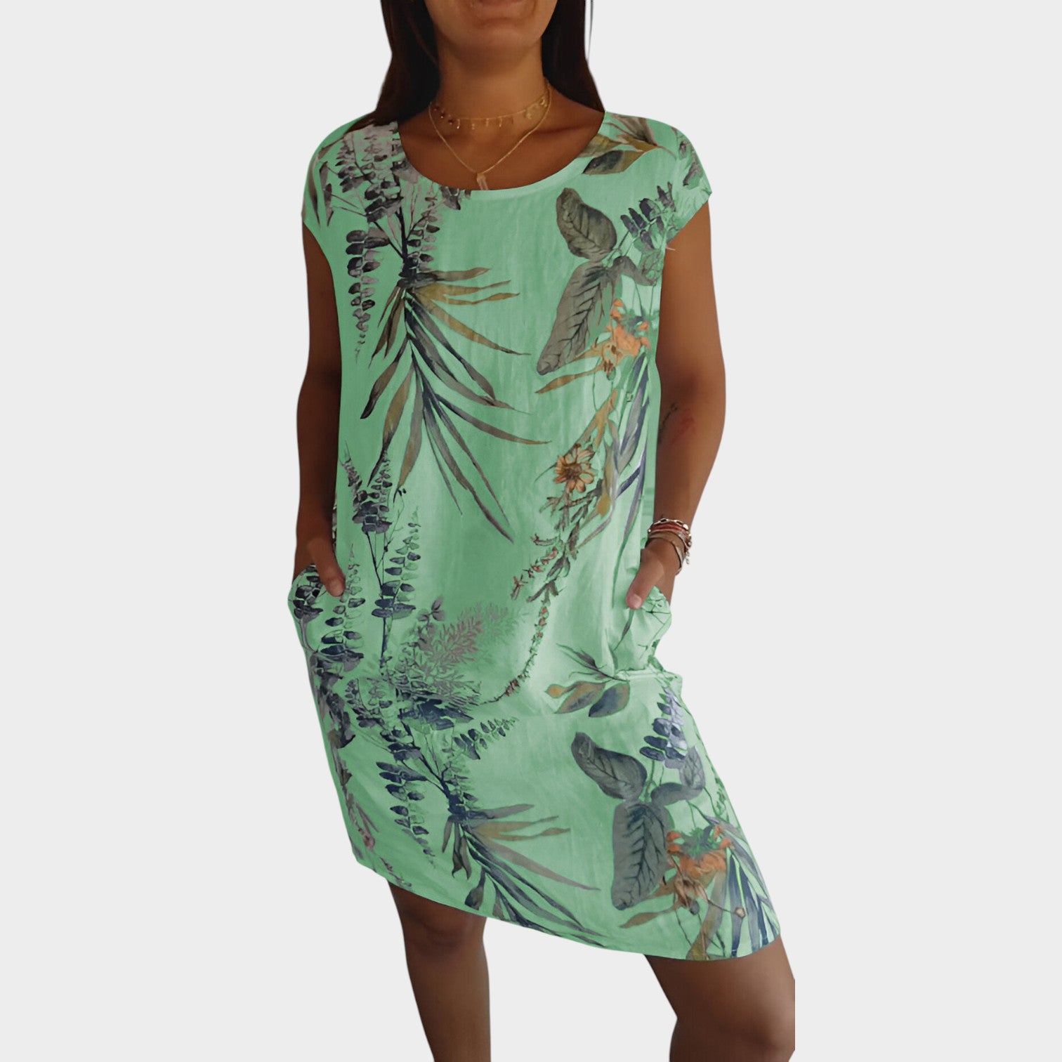 Floral Summer Knee Length Dress with Pockets