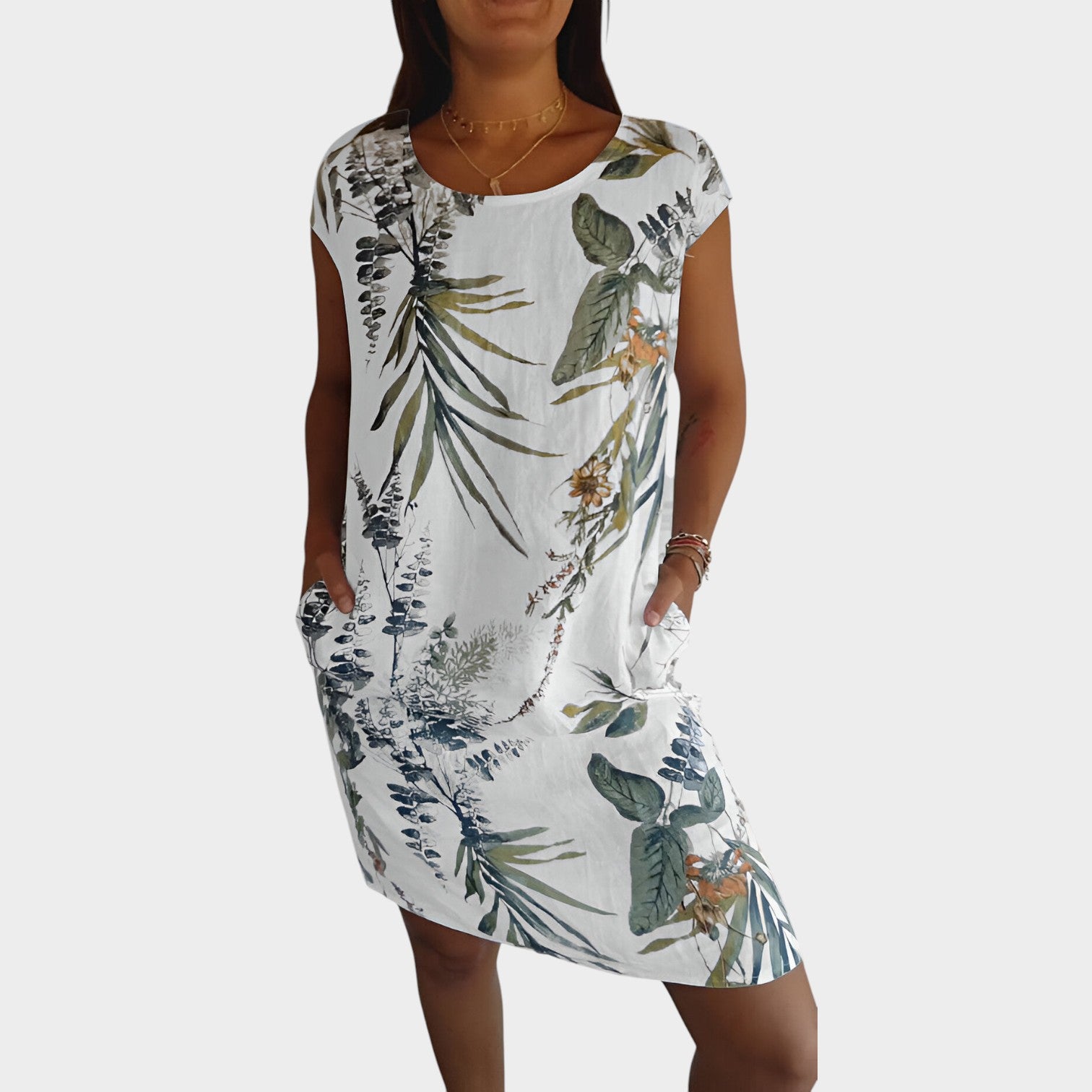 Floral Summer Knee Length Dress with Pockets