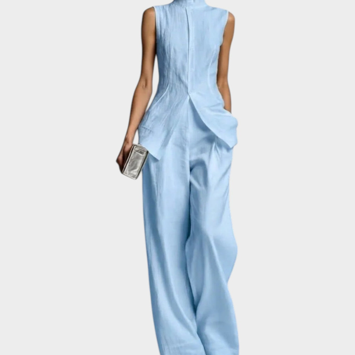 Women's Tailored Sleeveless Wide Leg Two Piece Set
