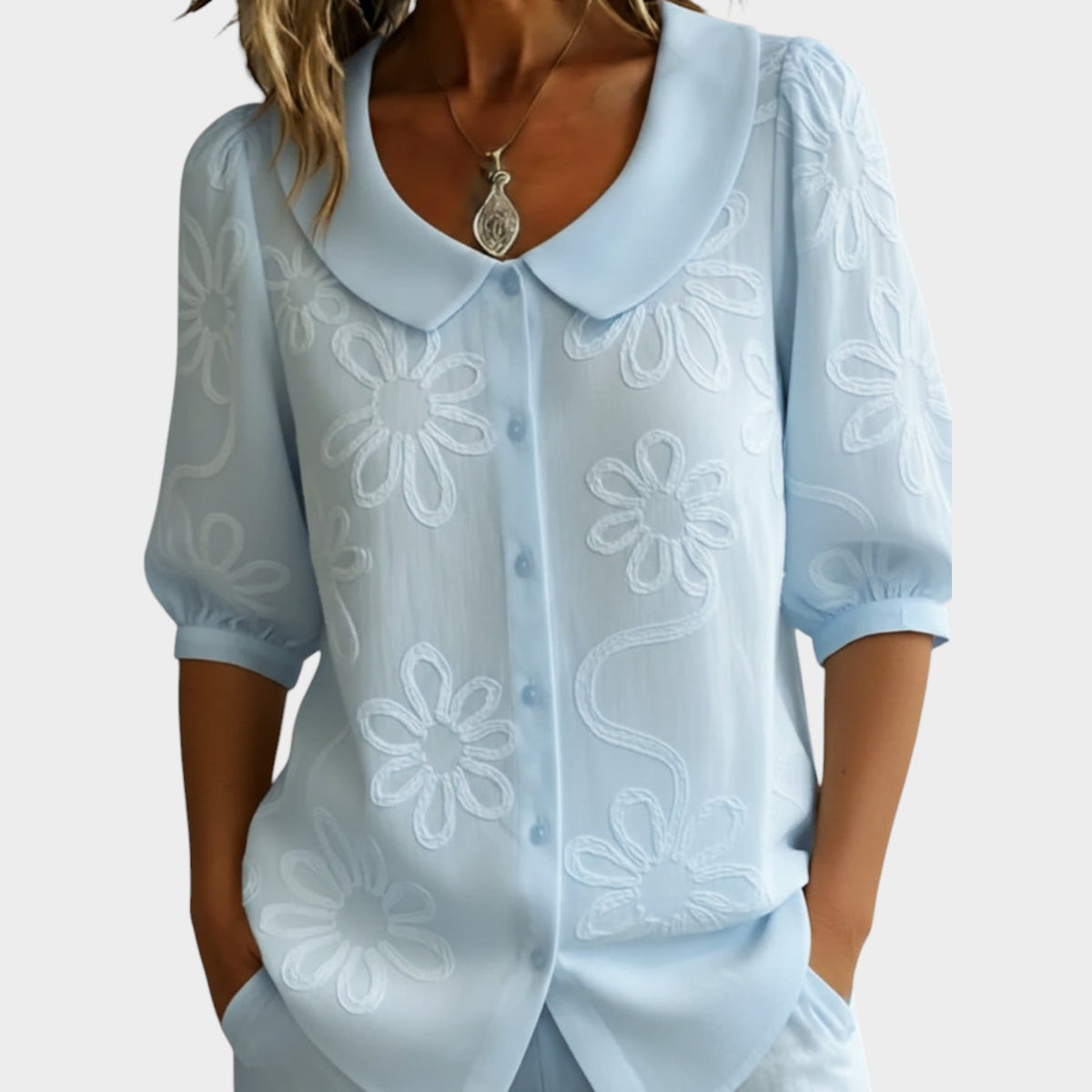 Women's Top Floral Button Up Blouse