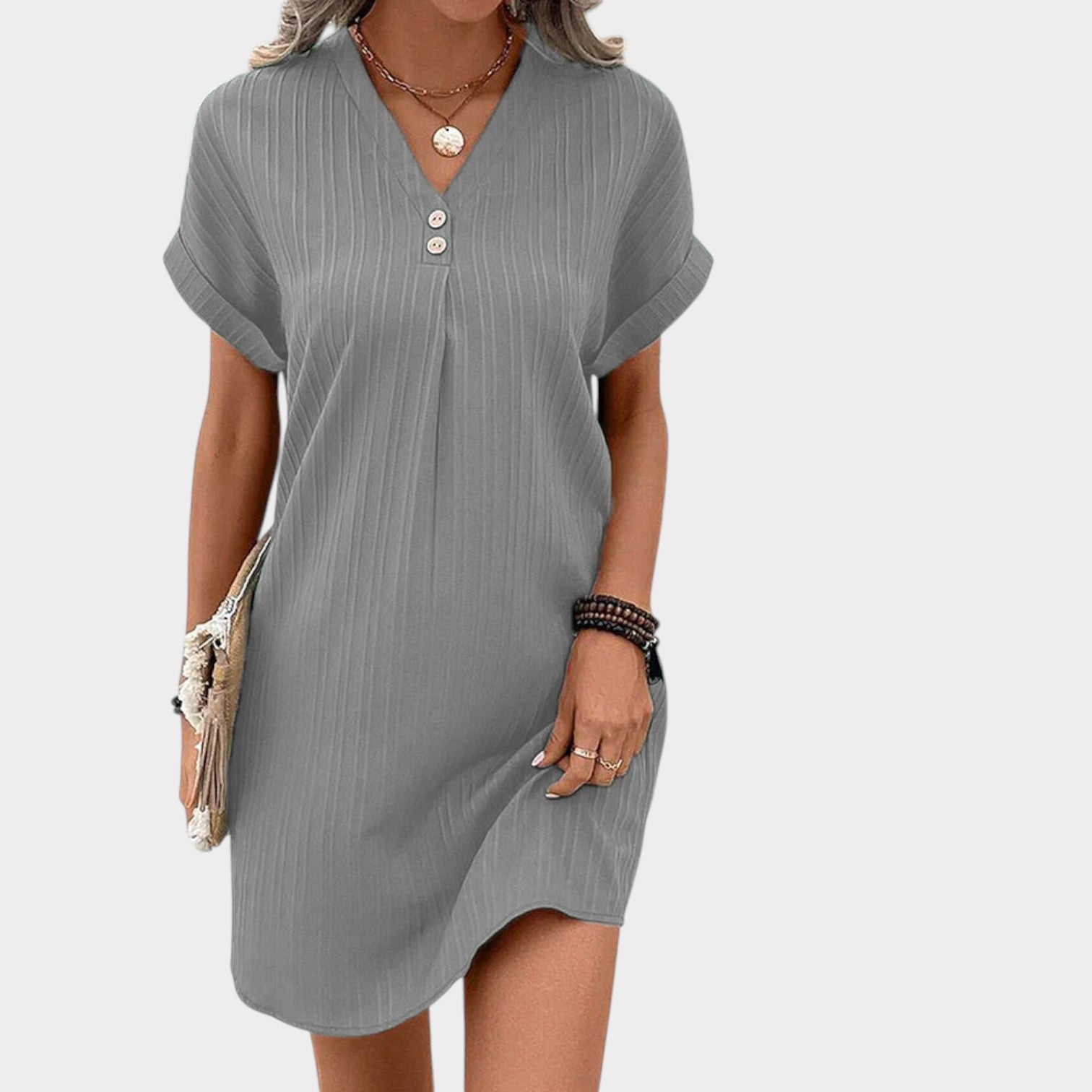 Ribbed V-Neck Summer Dress