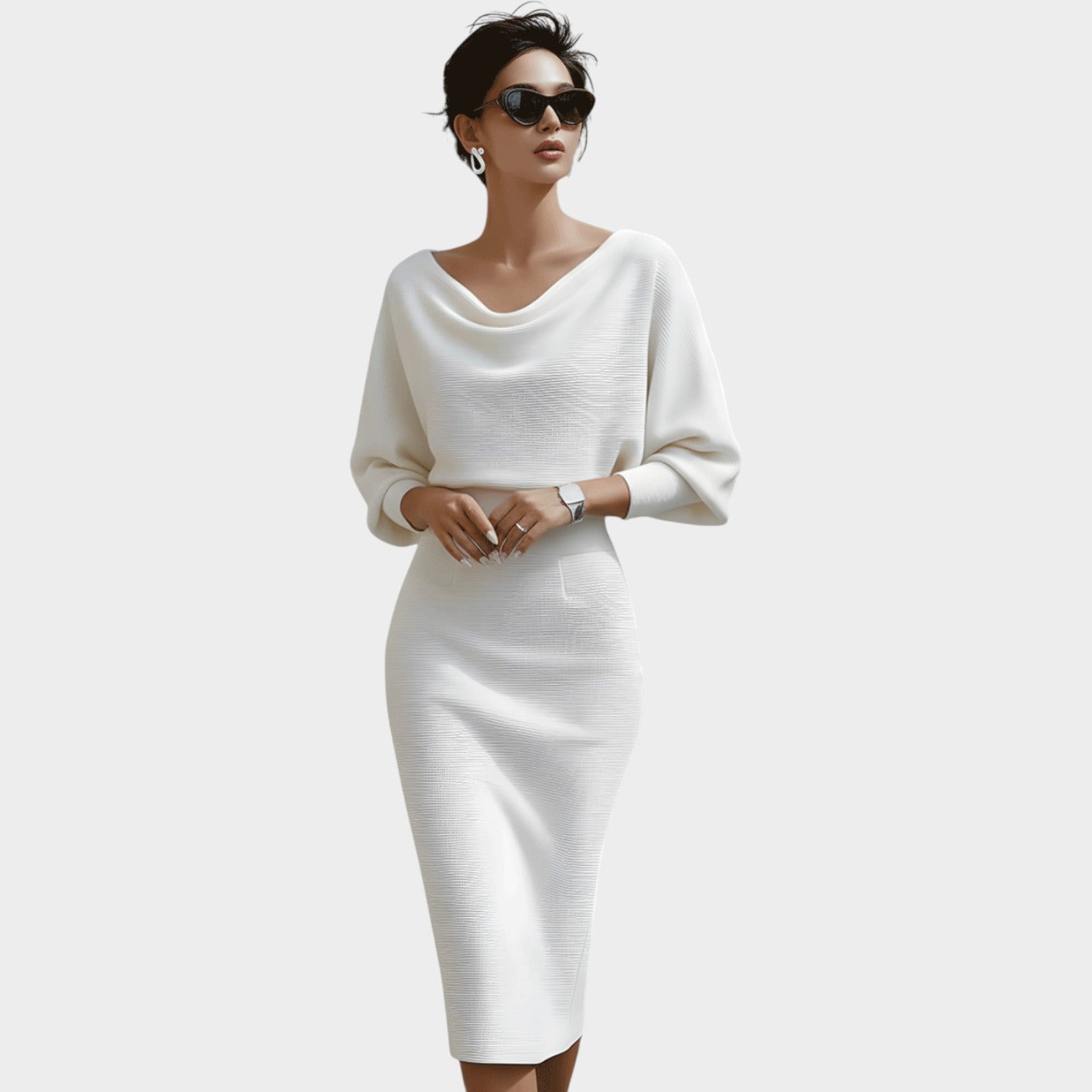 Knitted Draped Midi Dress