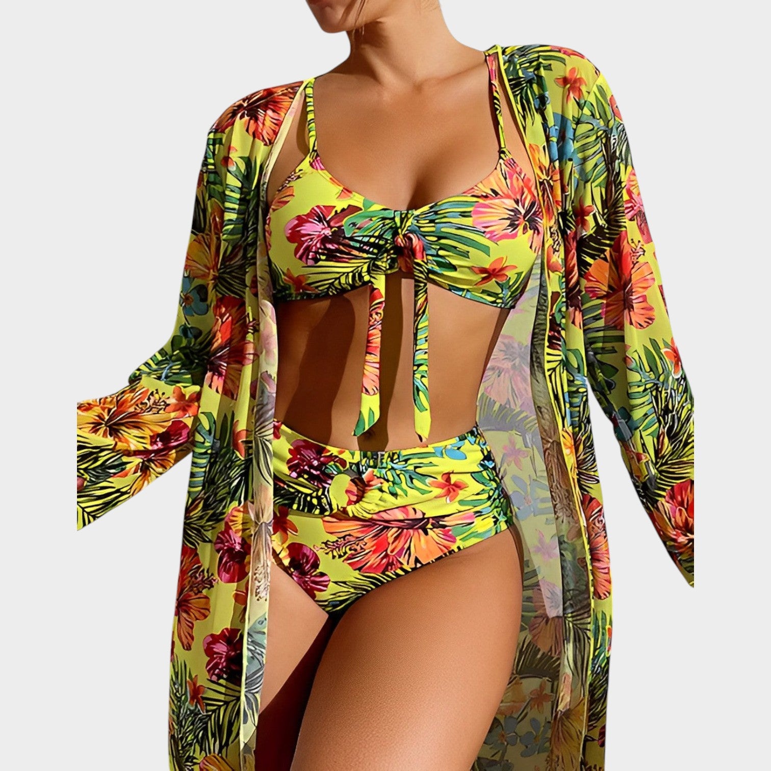 Tropical Three Piece Swimwear Set