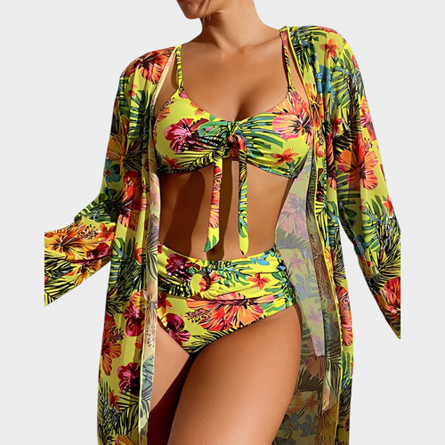 Tropical Three Piece Swimwear Set