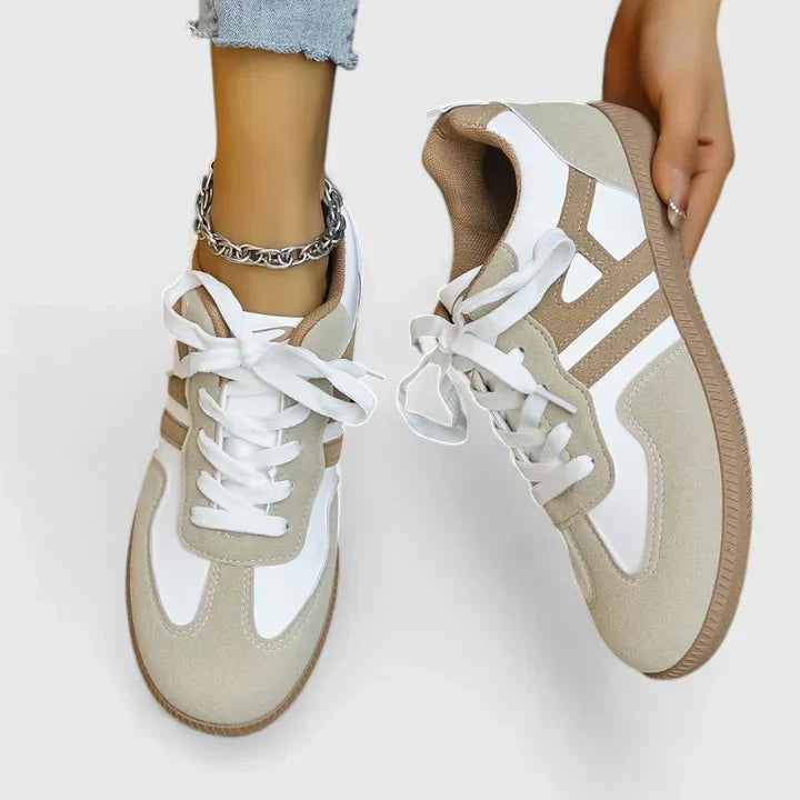 Piper | Women's Beige & White Retro Colorblock Low-Top Sneakers