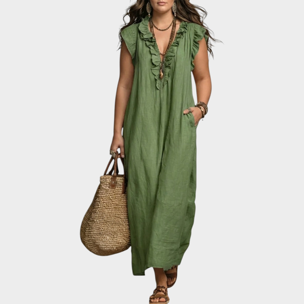 Women's Maxi Dress Sleeveless Ruffle