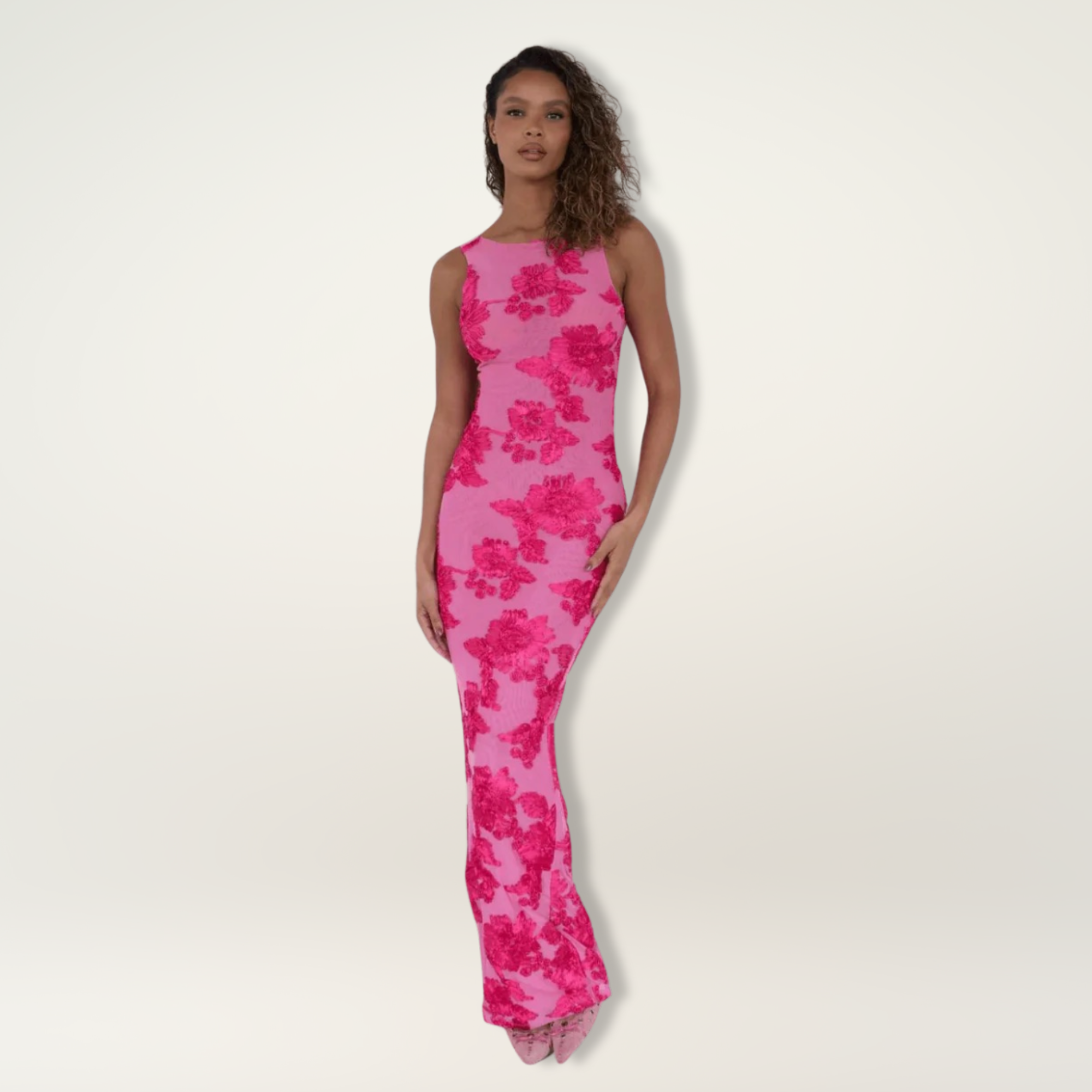 Lily™ | Chic Maxi Dress Featuring a Pink Floral Print