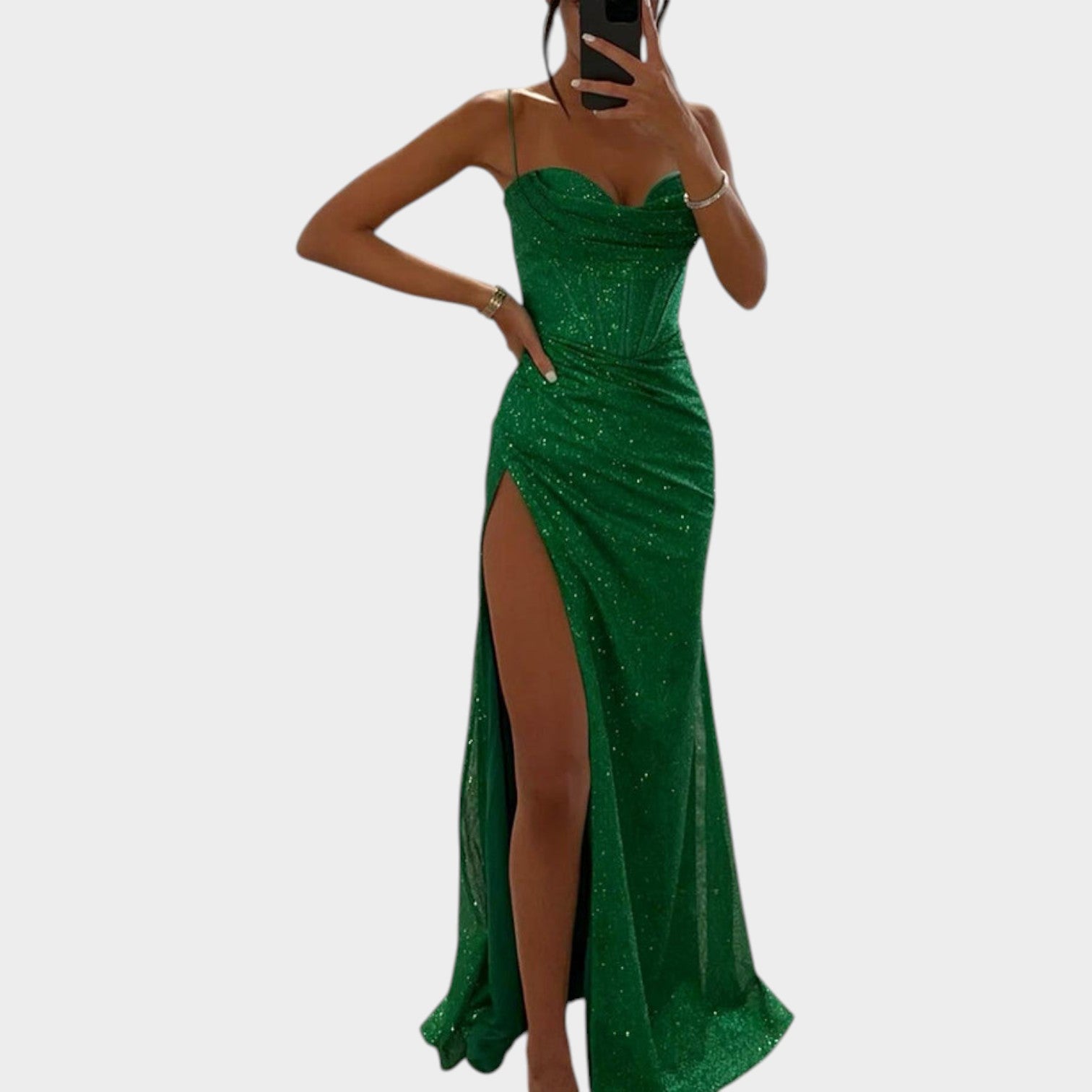 Satin Split Formal Evening Maxi Dress