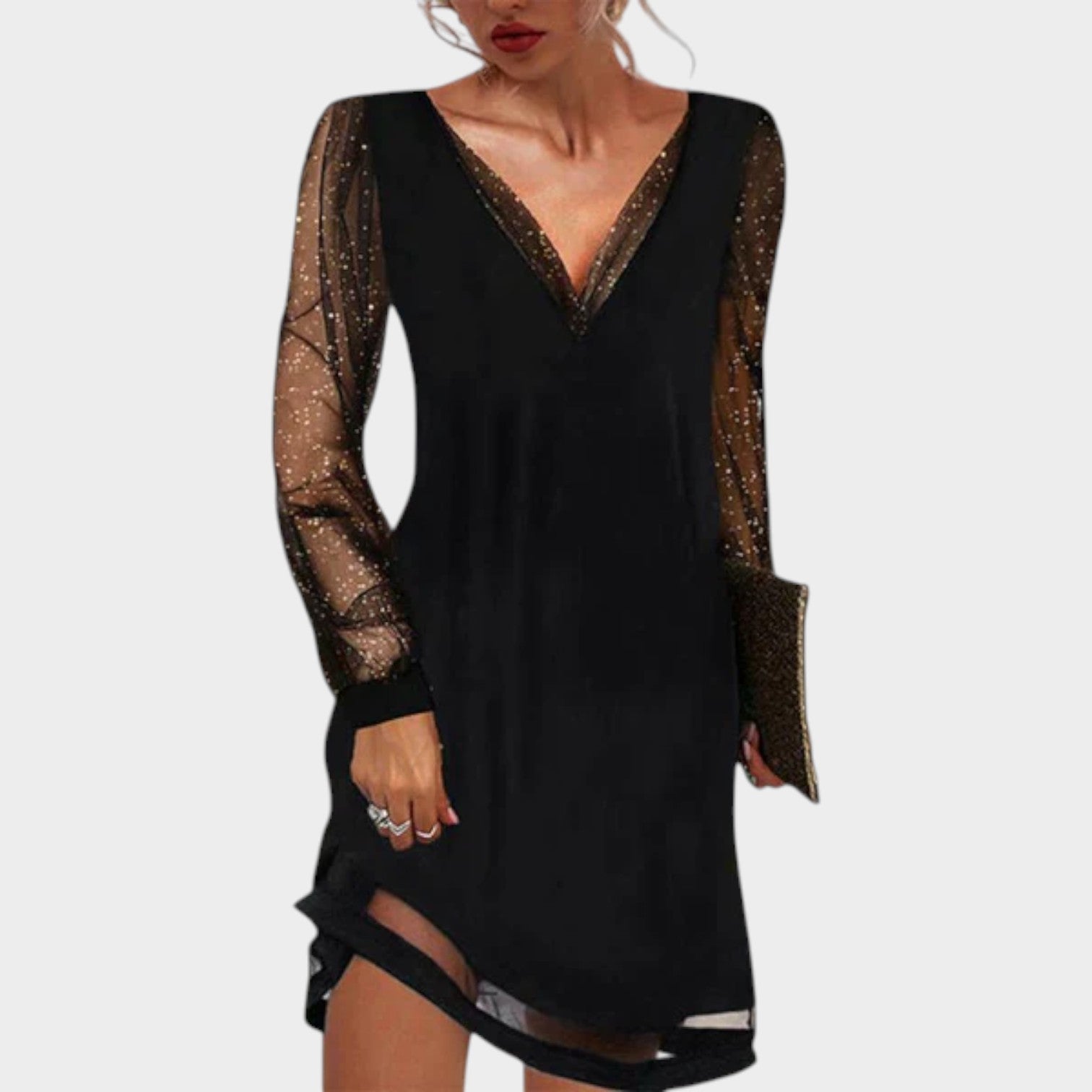 Mesh Sleeve Cocktail Mini Dress