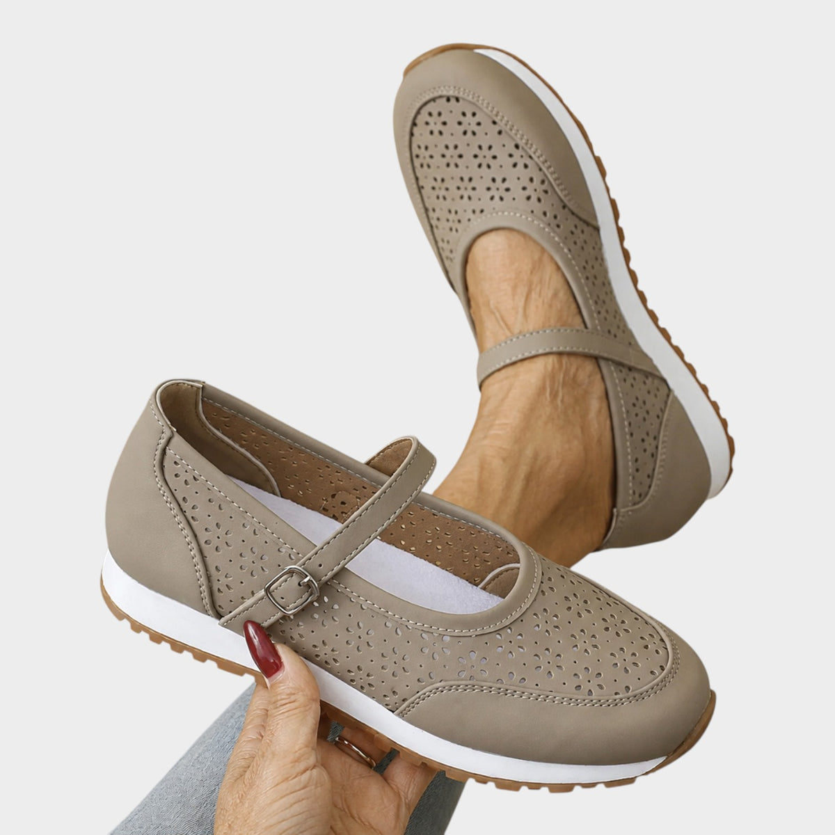 Women’s Orthopedic Shoes Perforated Mary Jane Adjustable Strap