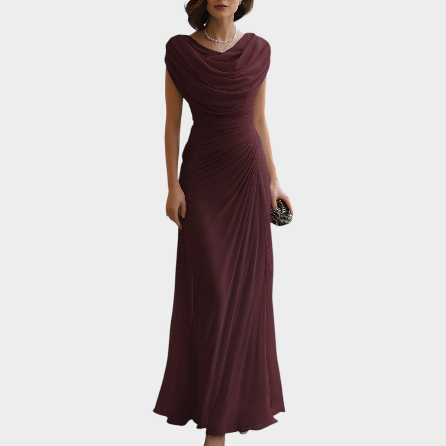 Sleeveless Ruched Formal Maxi Dress