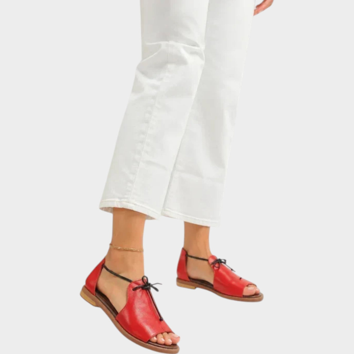 Women's Leather Sandals with Strap Details