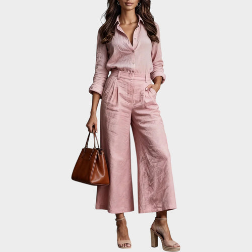 Long Sleeve Linen Two Piece Set