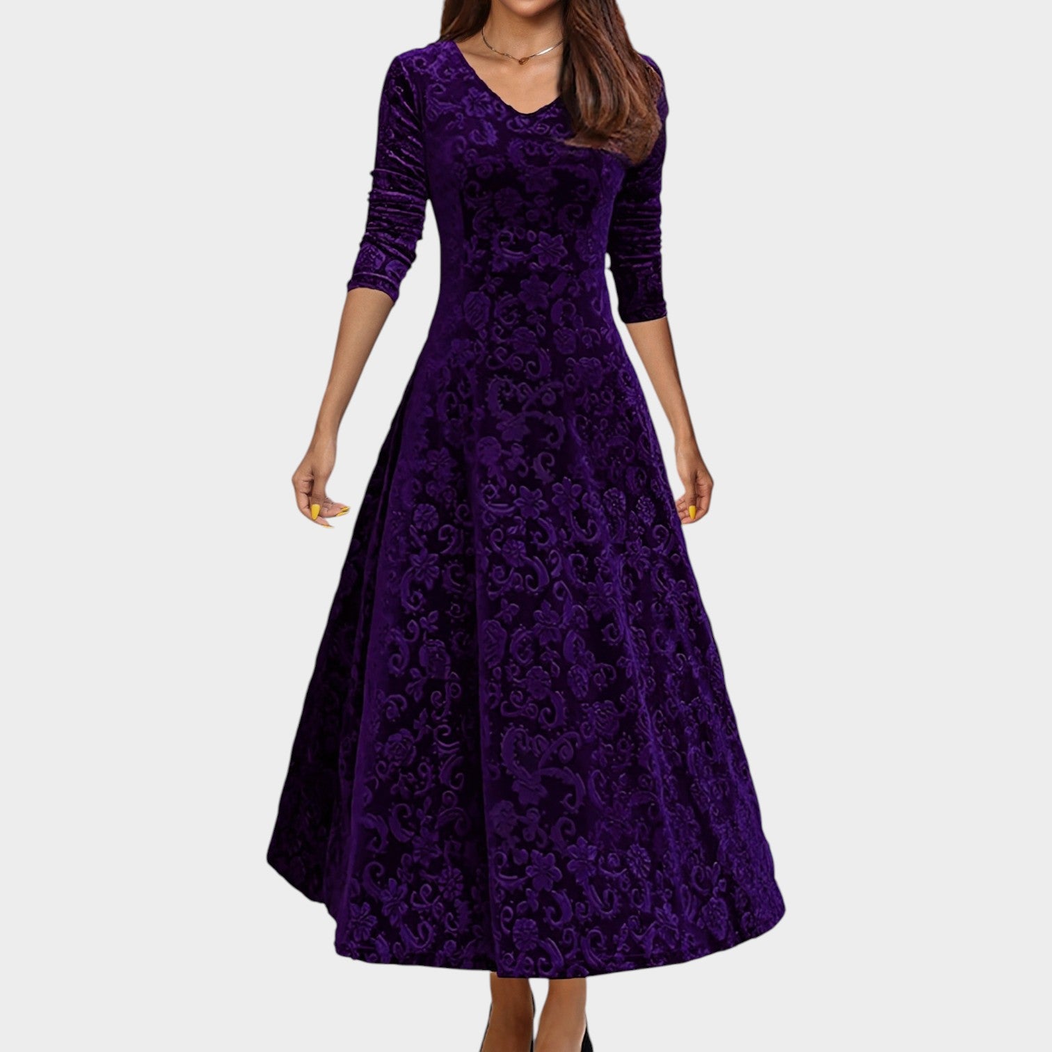 Velvet Lace Midi Formal Dress