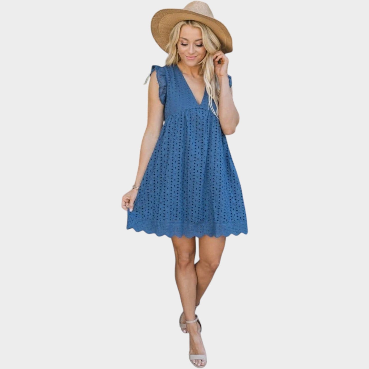 Eyelet V-Neck Summer Dress