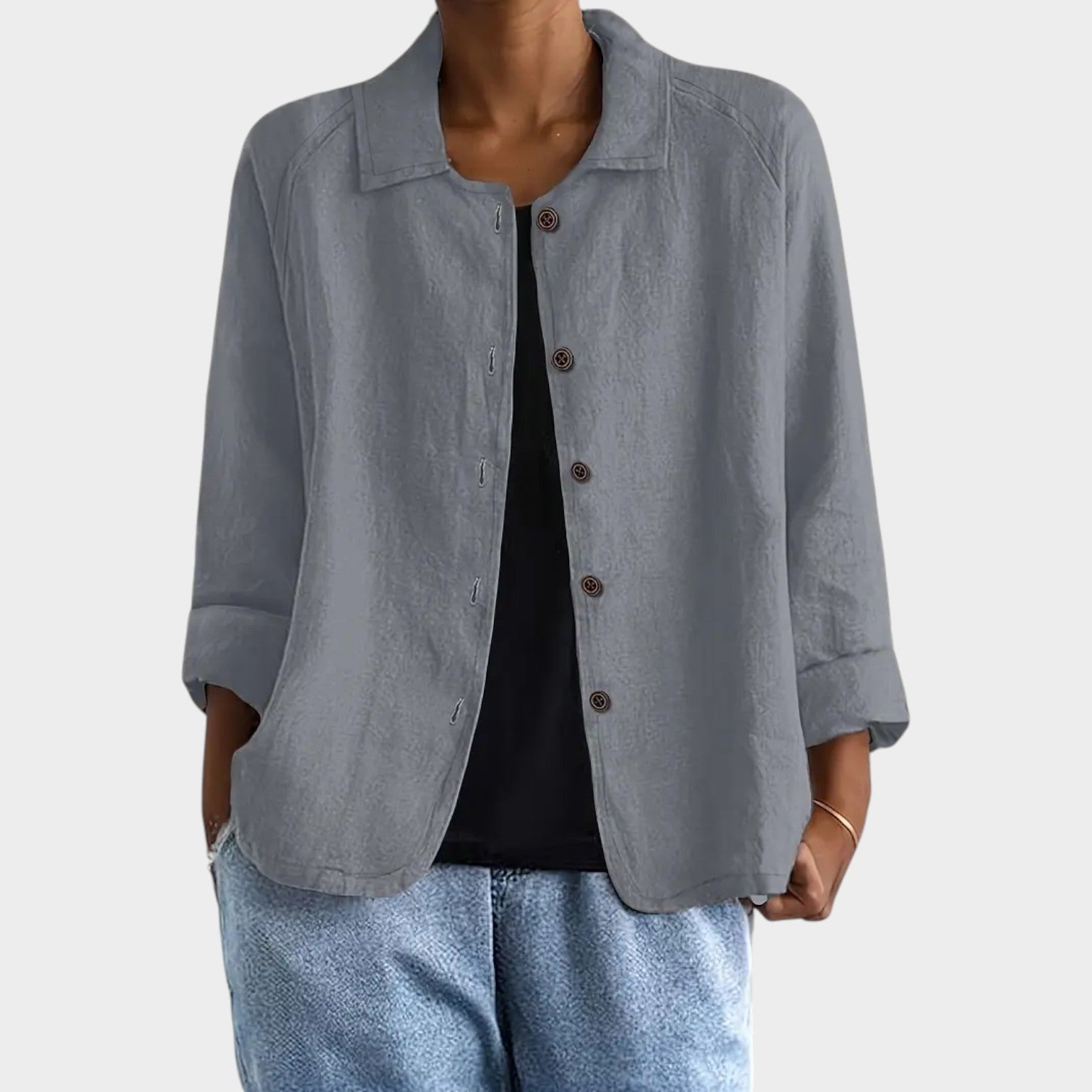 Textured Button Up Blouse