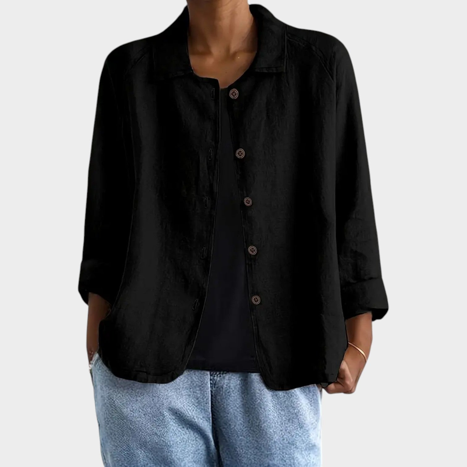 Textured Button Up Blouse