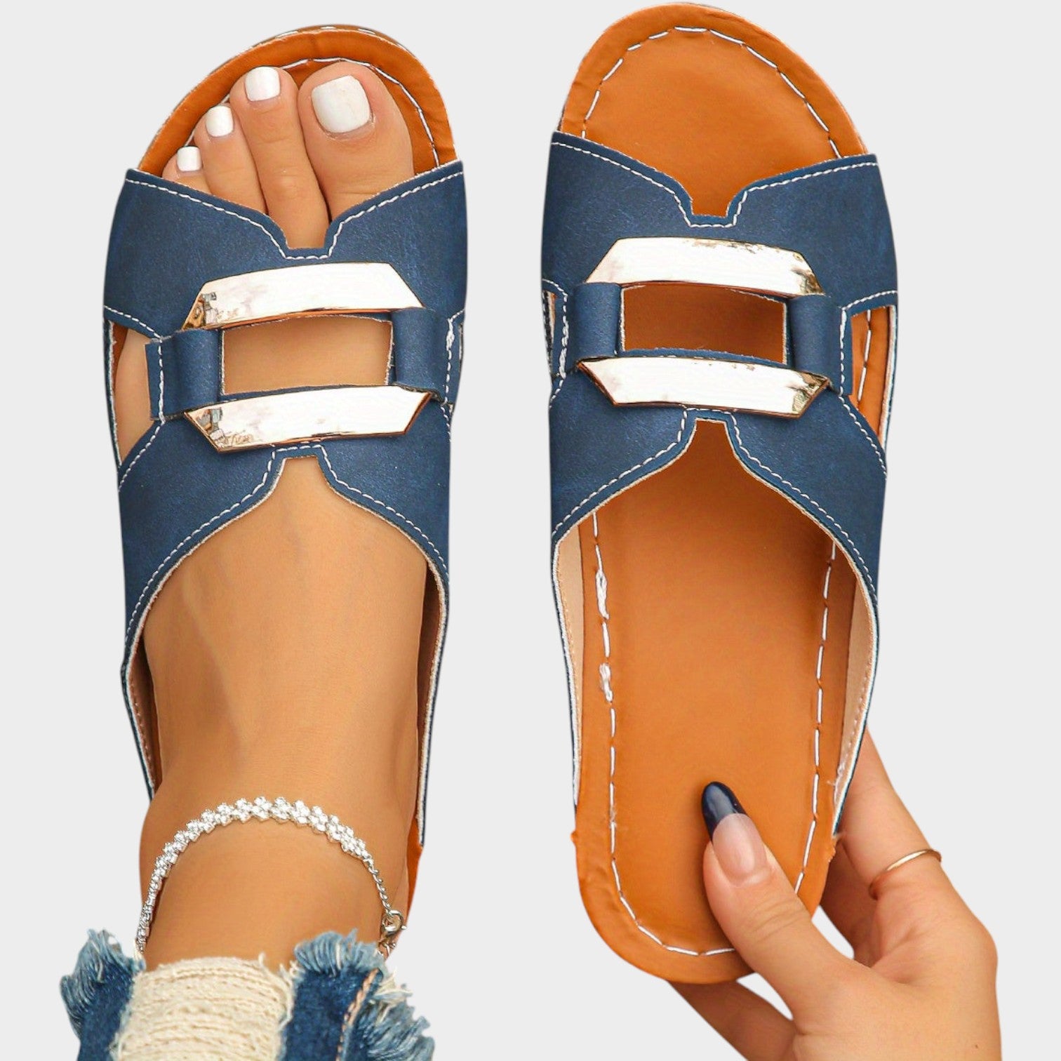 Walking Leather Buckle Sandals