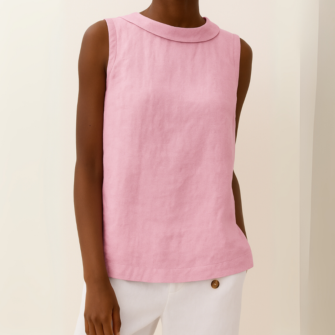 Maria™ | Sleeveless Top with Roll Collar