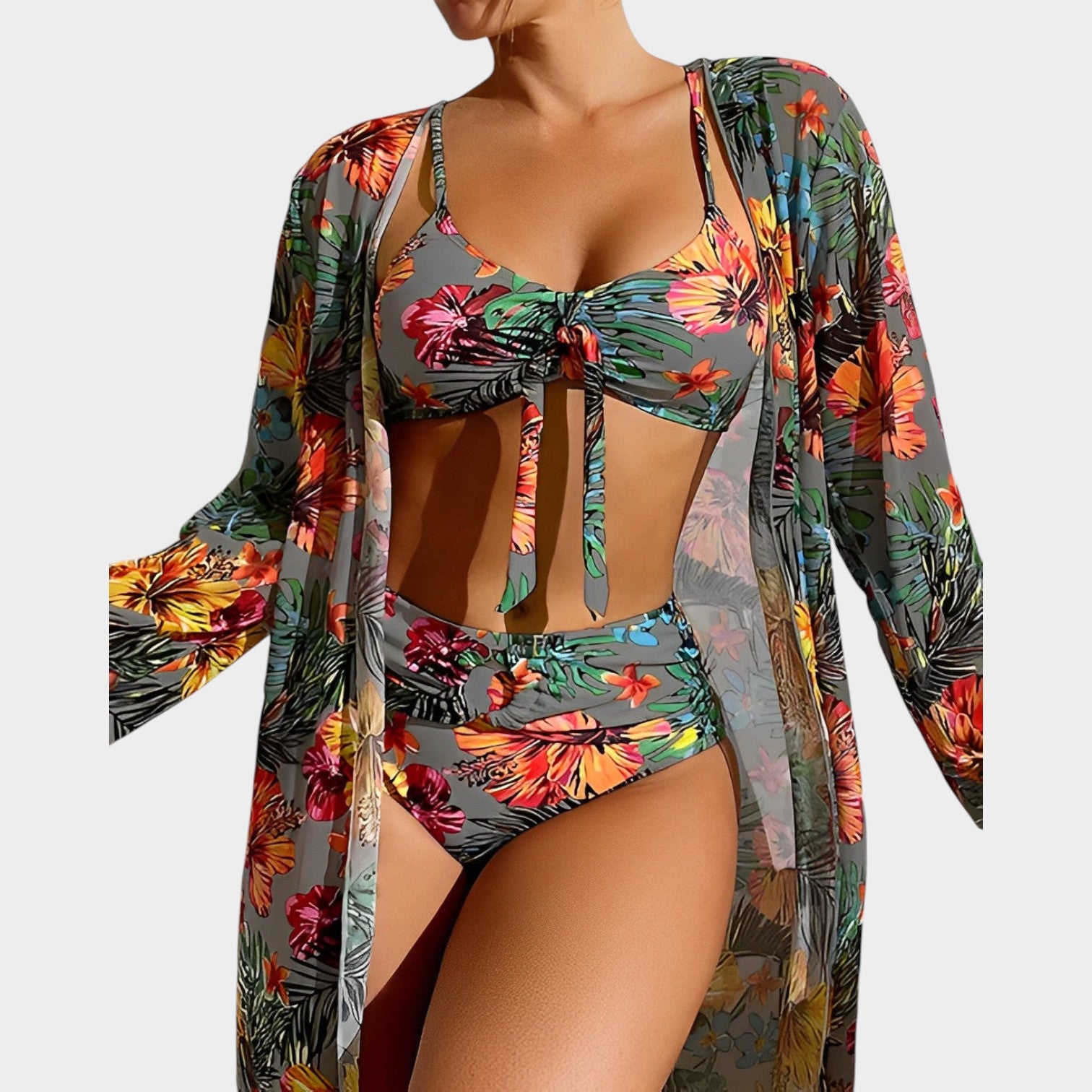 Tropical Three Piece Swimwear Set