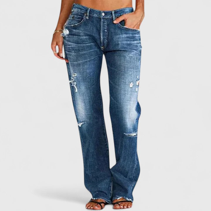Sadie | Women's Distressed Straight Leg Jeans with Low Rise