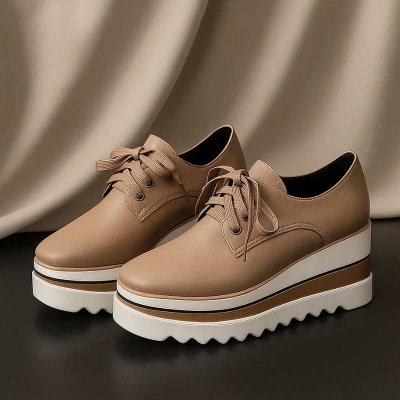 Petra | Women's Lace-Up Wedge Sneakers with Platform Oxford Design