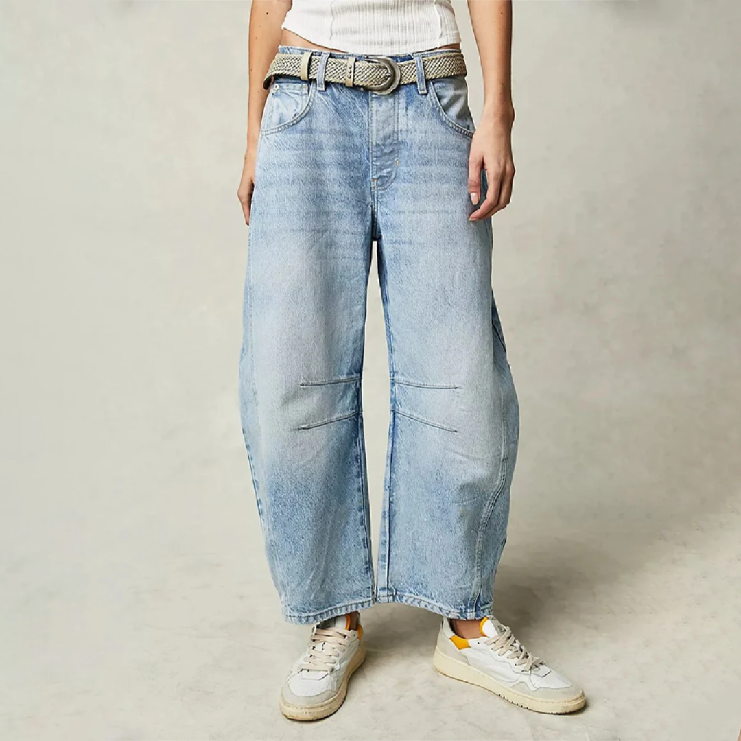 Women's Relaxed Fit High Waist Barrel Leg Jeans