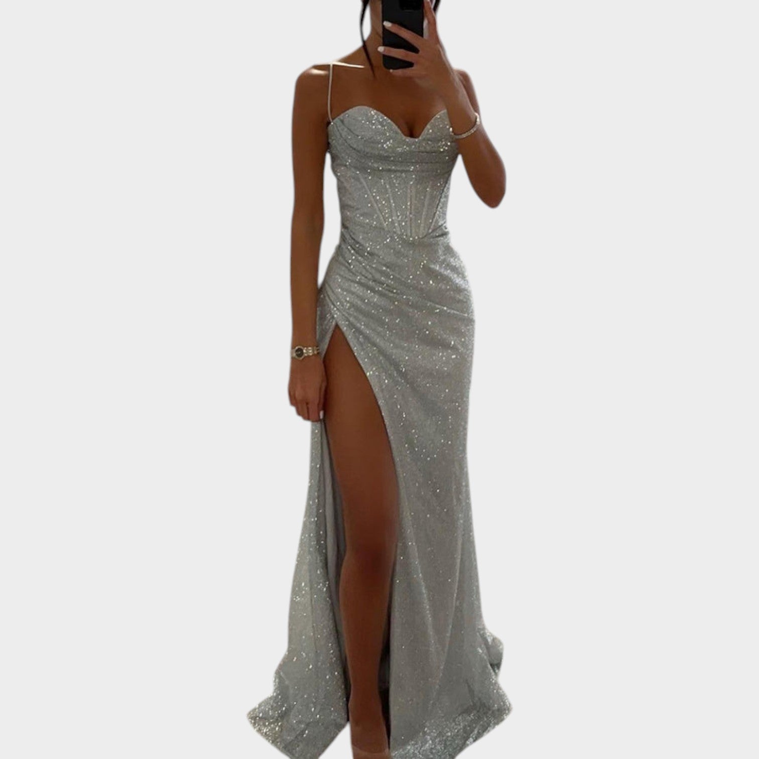 Satin Split Formal Evening Maxi Dress