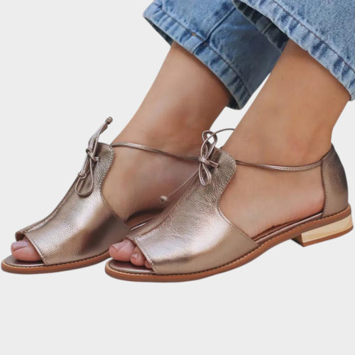 Women's Leather Sandals with Strap Details