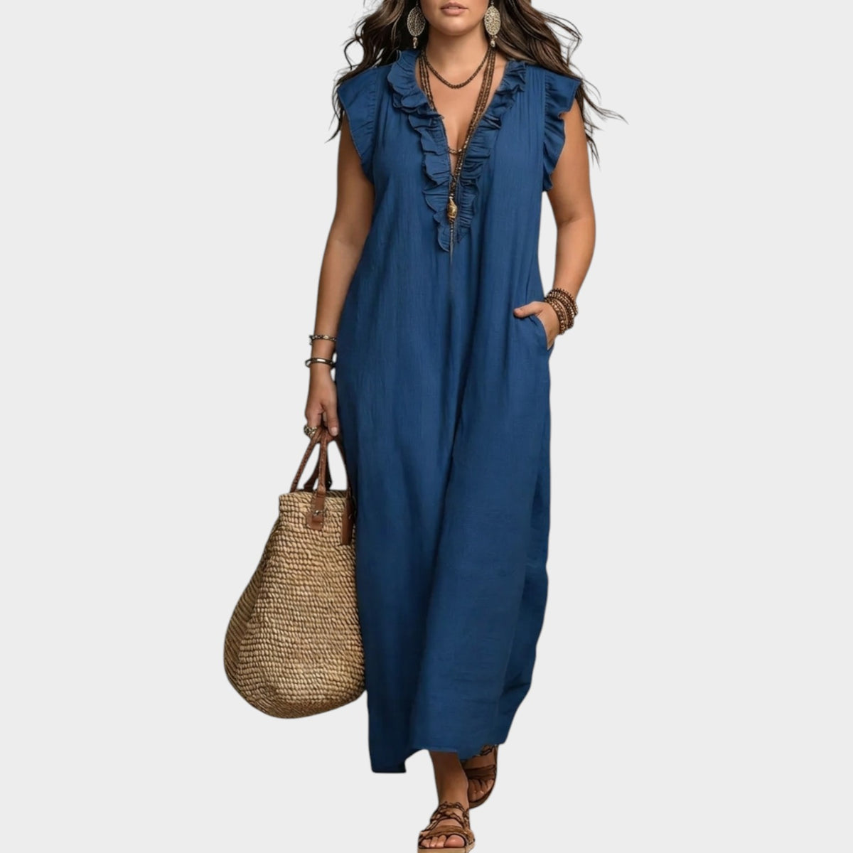 Women's Maxi Dress Sleeveless Ruffle