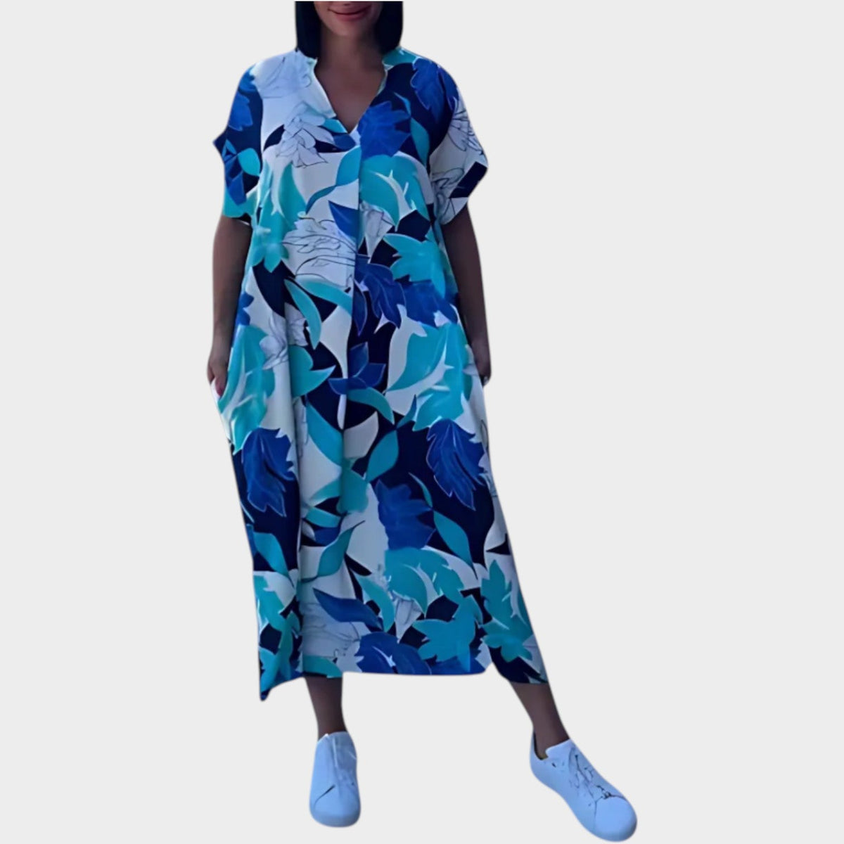 Women's Printed Midi Dress Casual Loose Fit