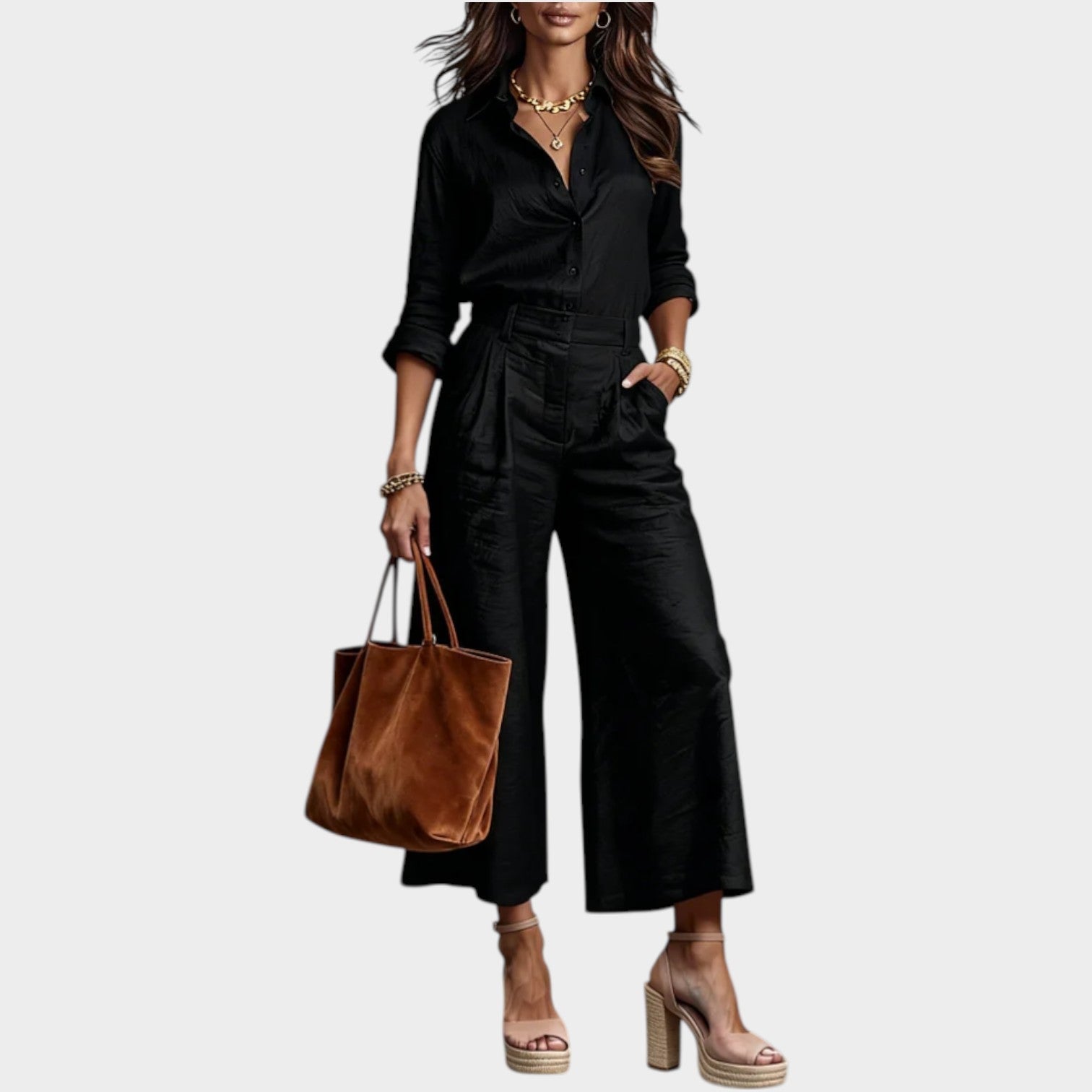 Long Sleeve Linen Two Piece Set