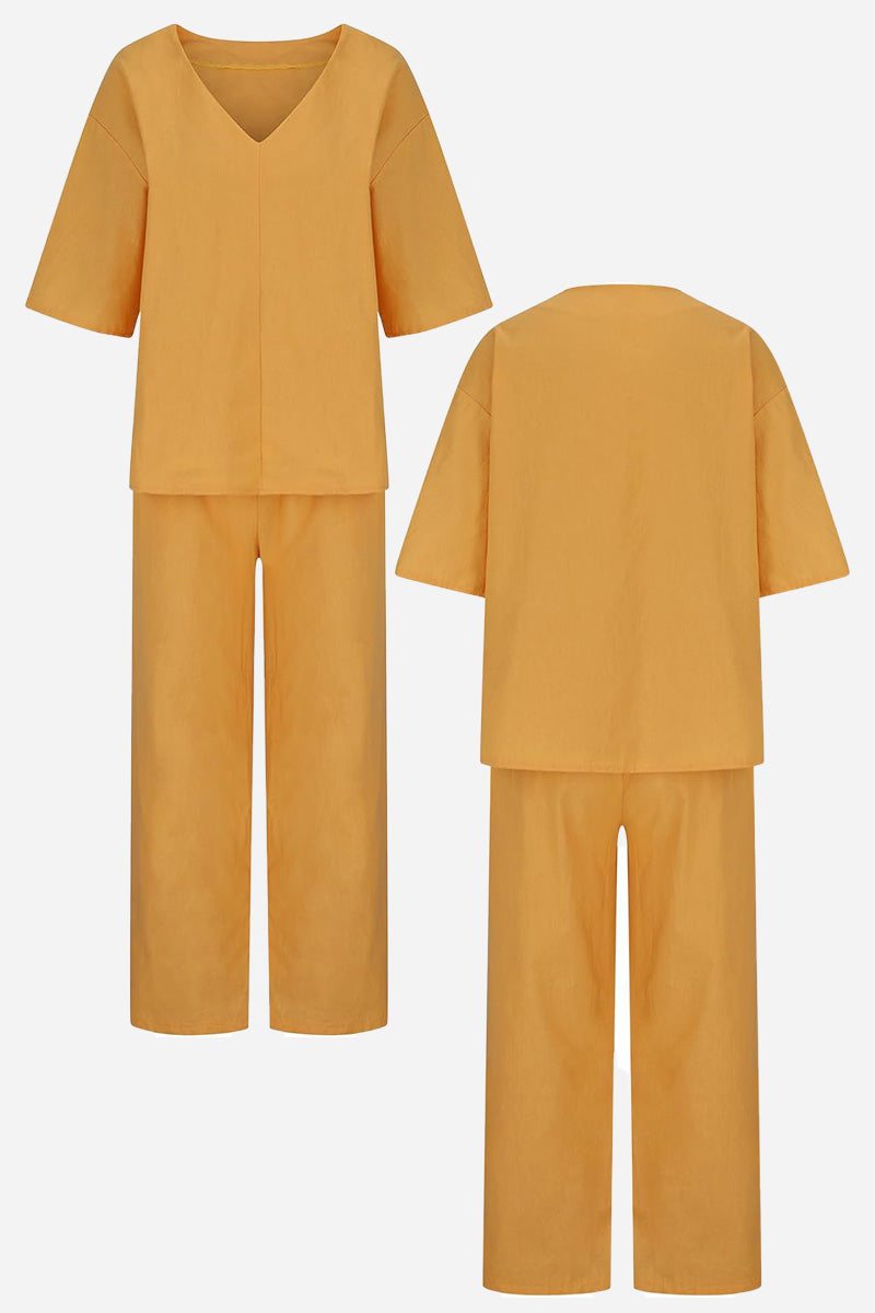 Carmen | Women's V-Neck Batwing Top with Straight-Leg Pants Ensemble