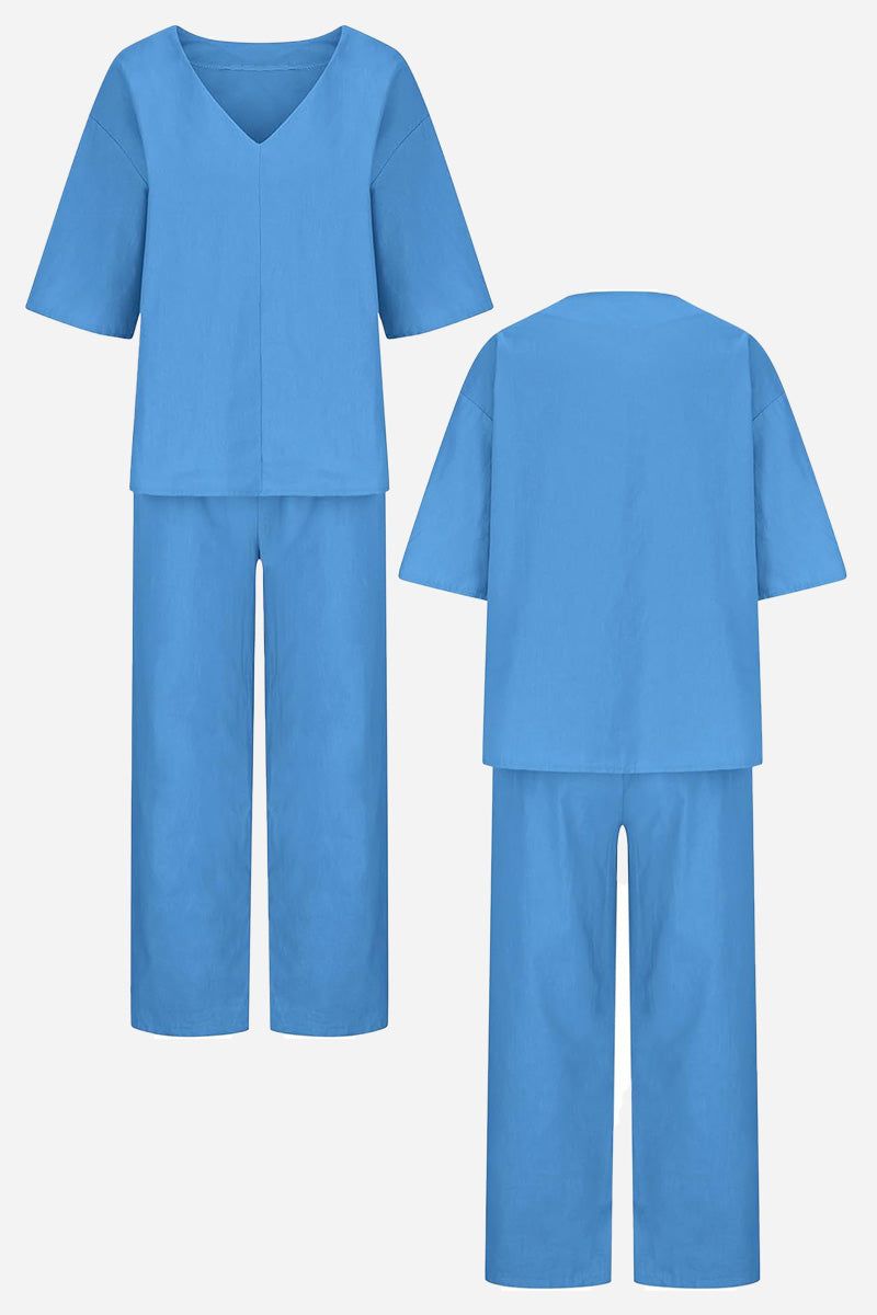 Carmen | Women's V-Neck Batwing Top with Straight-Leg Pants Ensemble