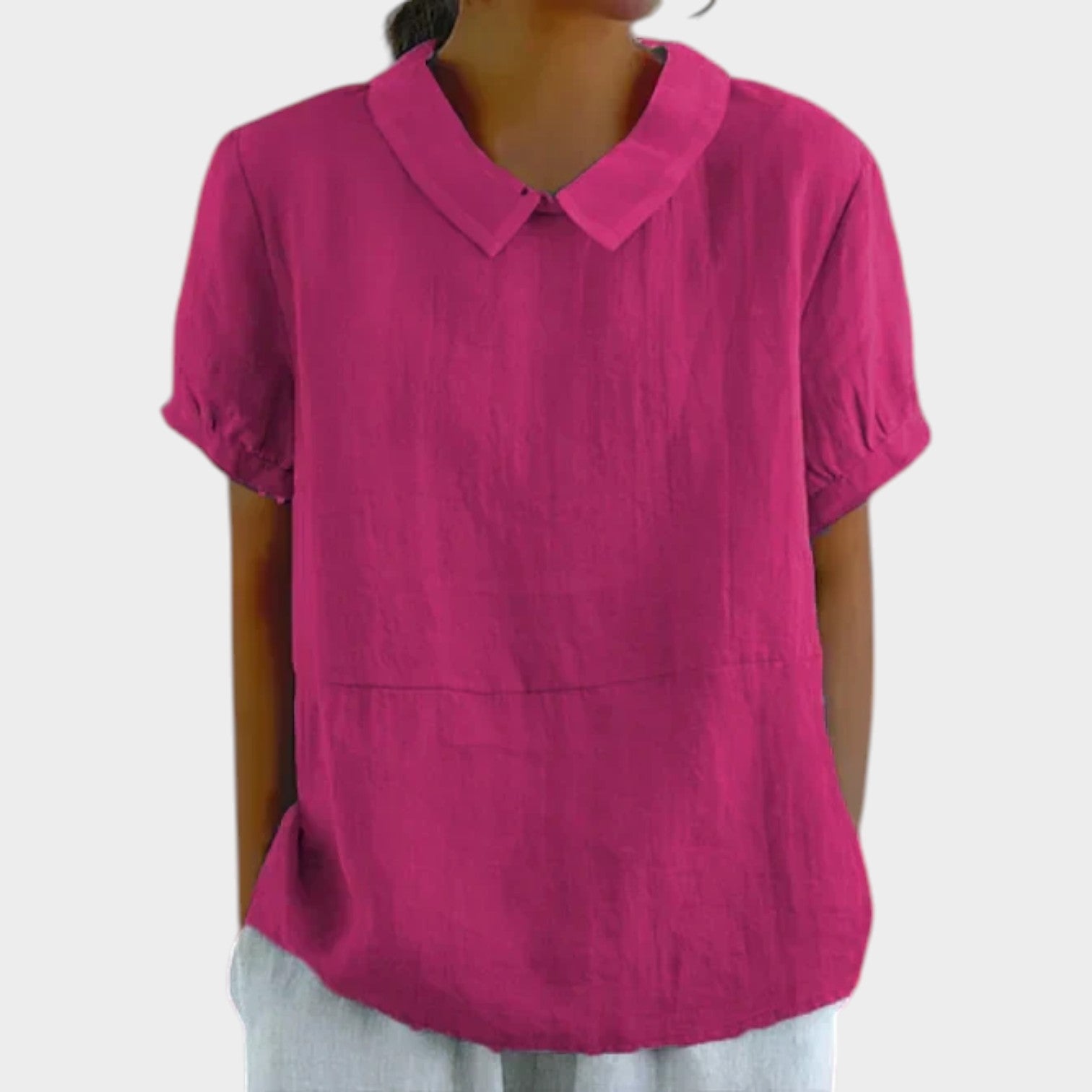 Collared Short Sleeve Blouse