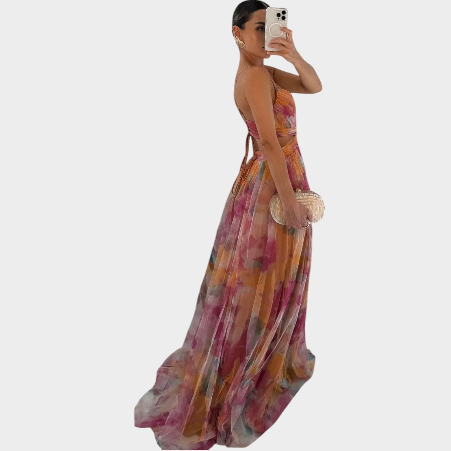 Floral Wedding Guest Maxi Dress with Cross Wrap Bodice