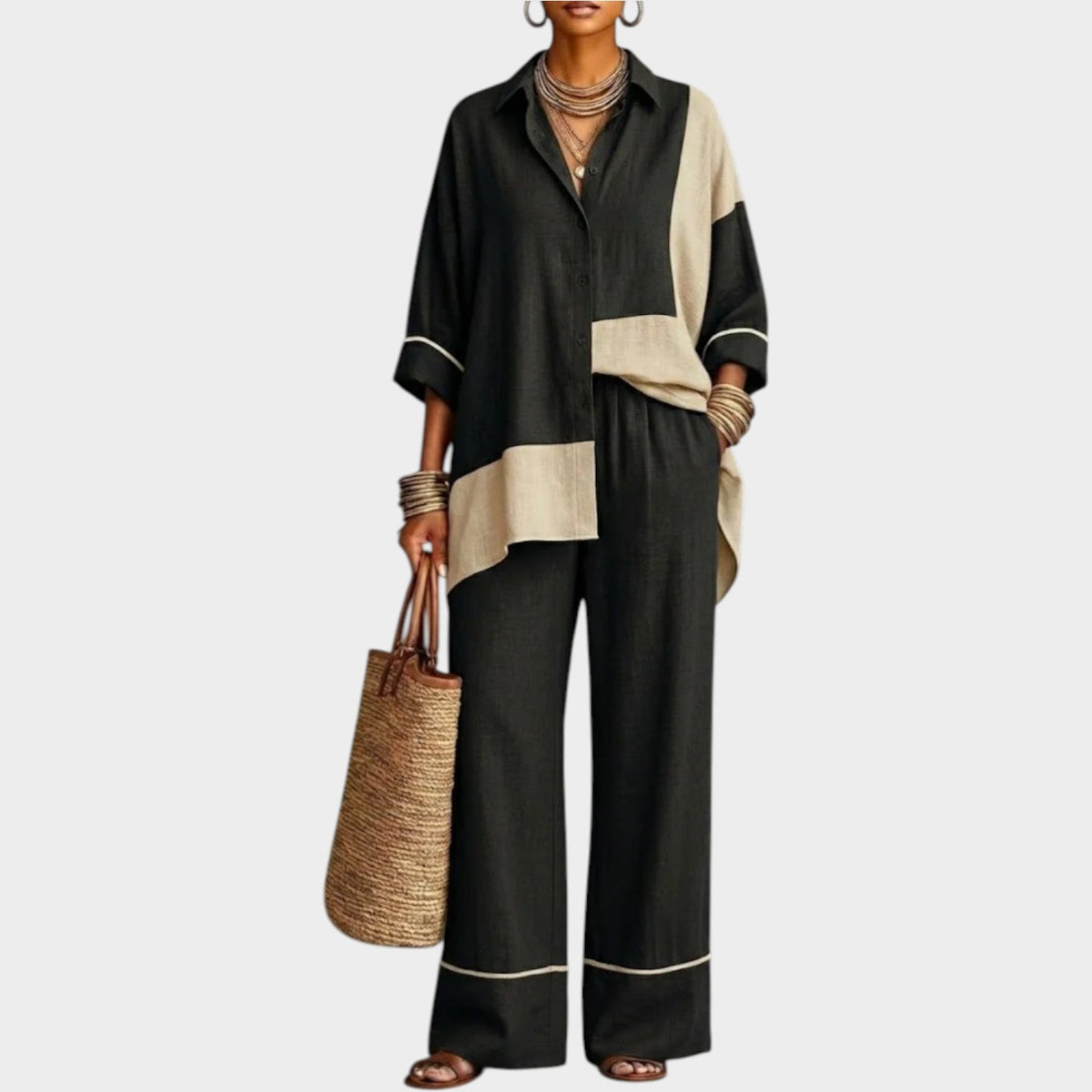 Women's Matching Set Colour Block Two Piece