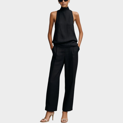 Sleeveless High Neck Two Piece Set