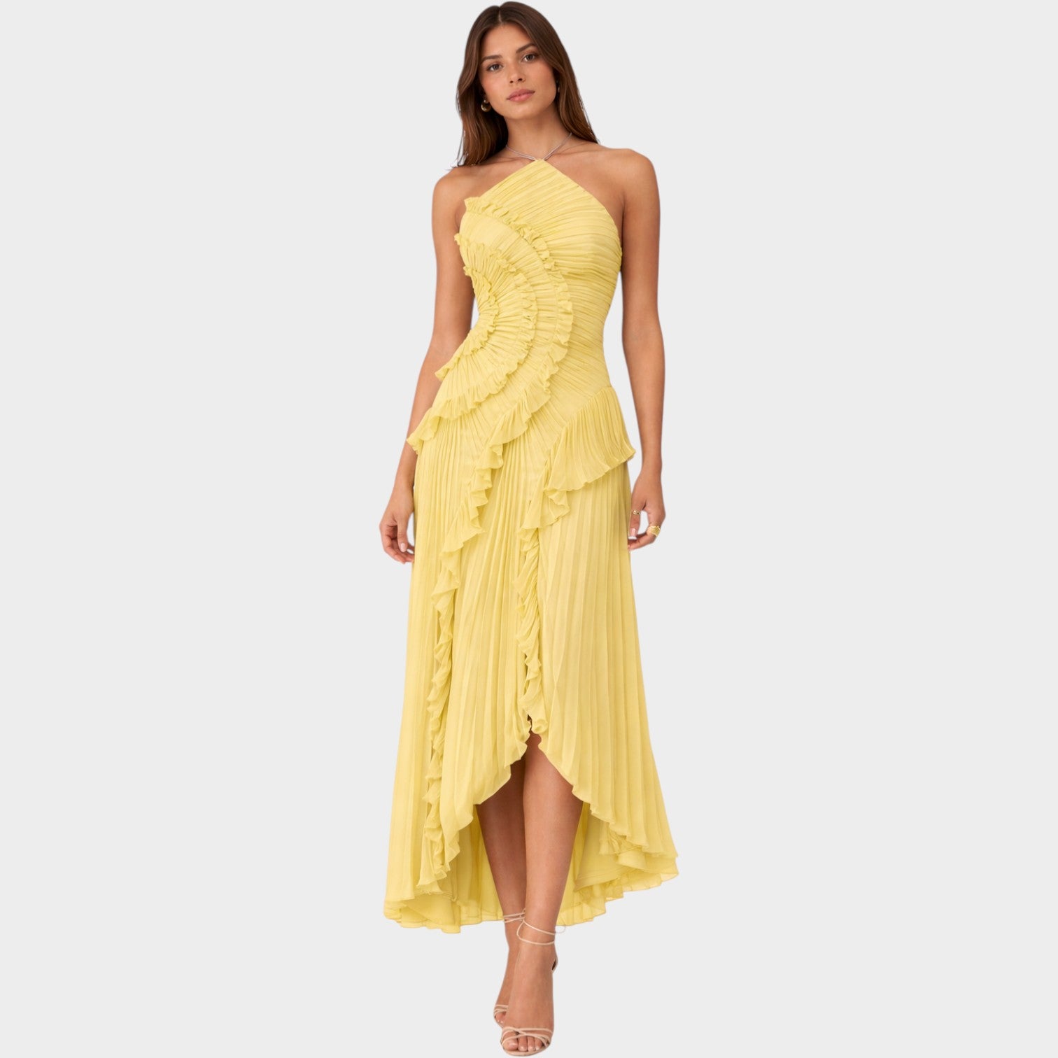 Halter Neck Midi Formal Dress