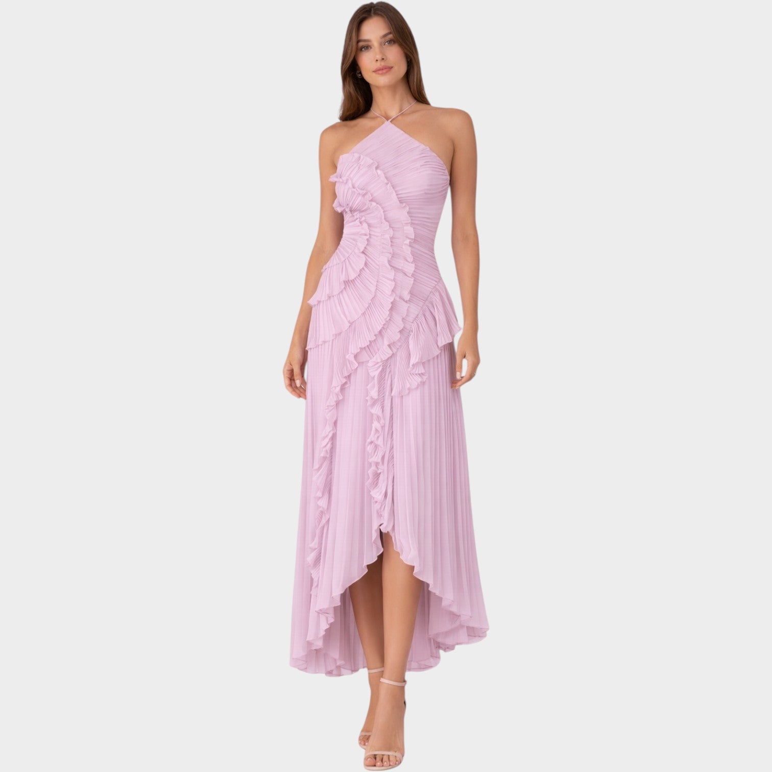 Halter Neck Midi Formal Dress