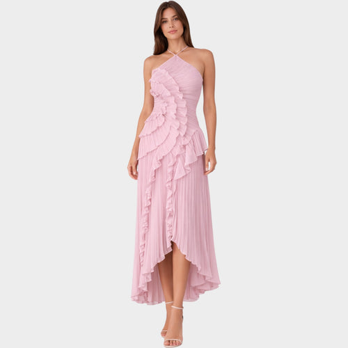 Halter Neck Midi Formal Dress