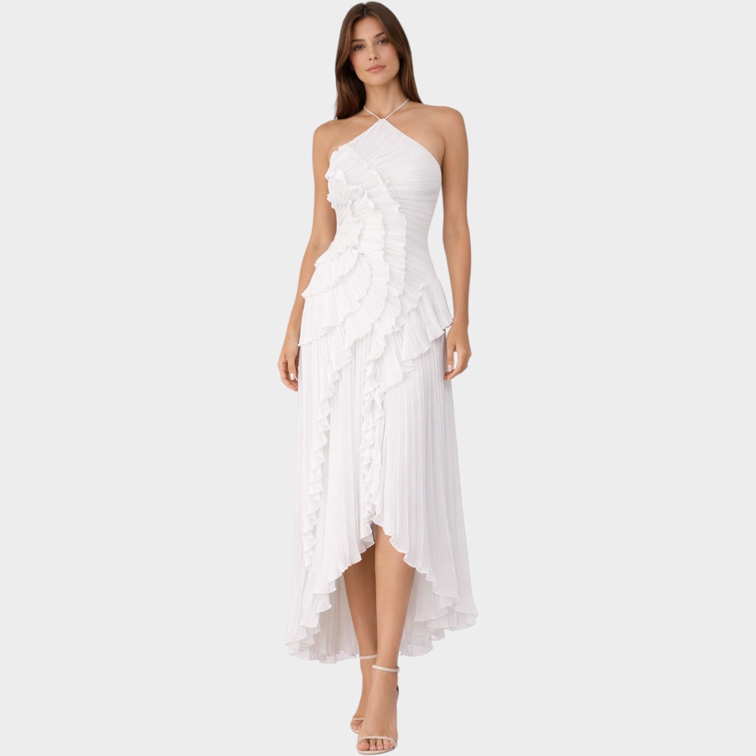 Halter Neck Midi Formal Dress